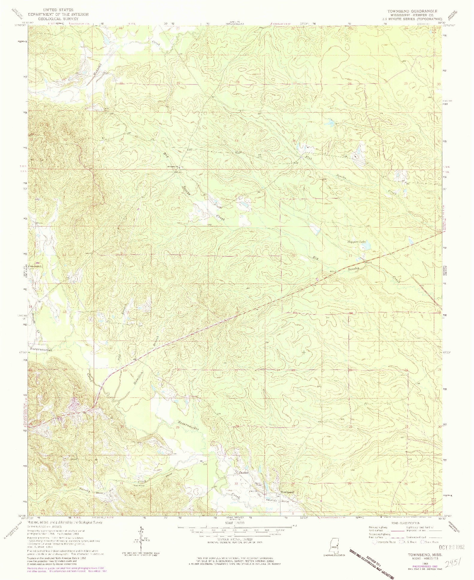 USGS 1:24000-SCALE QUADRANGLE FOR TOWNSEND, MS 1963