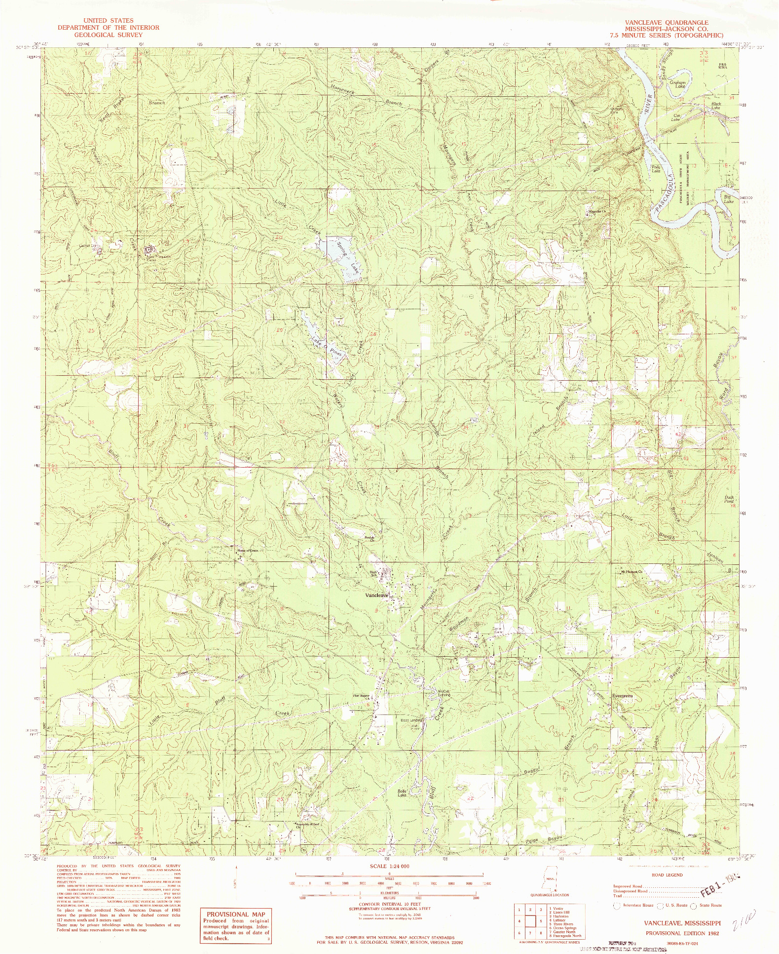 USGS 1:24000-SCALE QUADRANGLE FOR VANCLEAVE, MS 1982