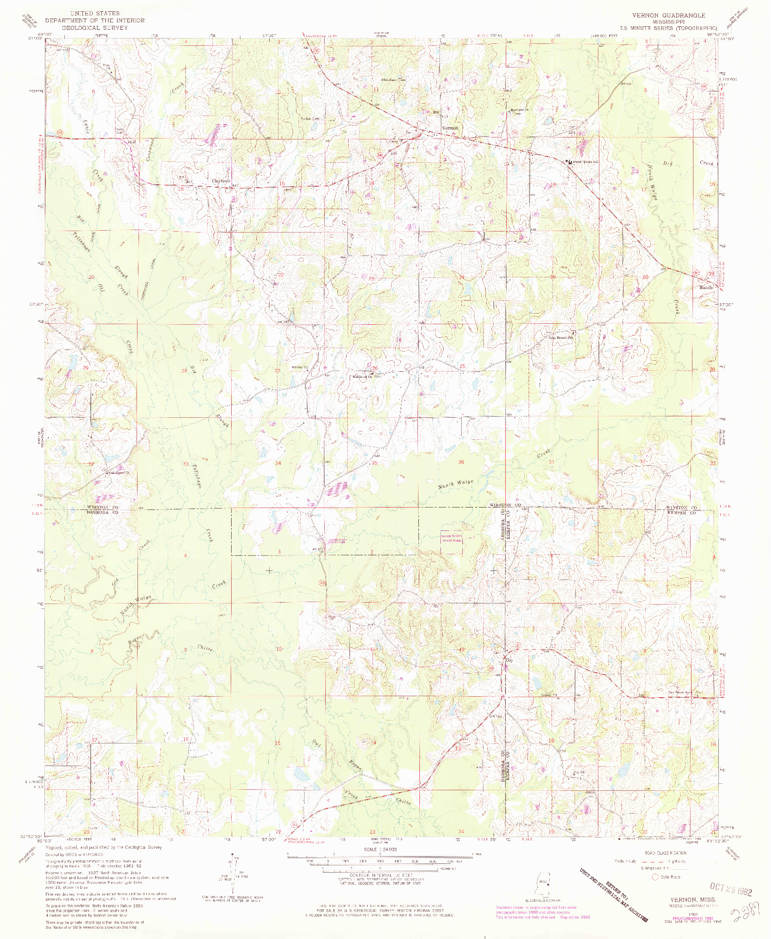 USGS 1:24000-SCALE QUADRANGLE FOR VERNON, MS 1962