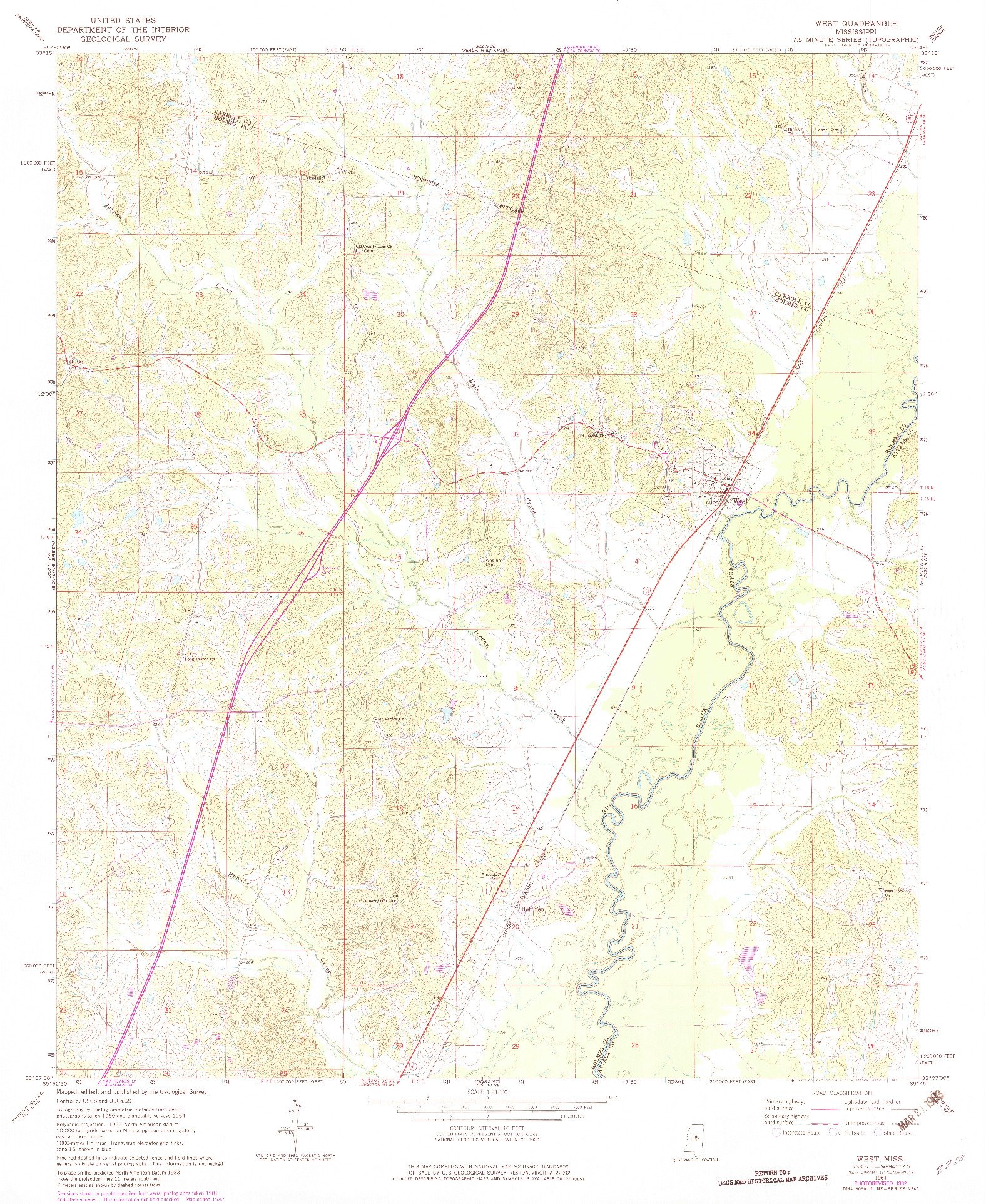 USGS 1:24000-SCALE QUADRANGLE FOR WEST, MS 1964
