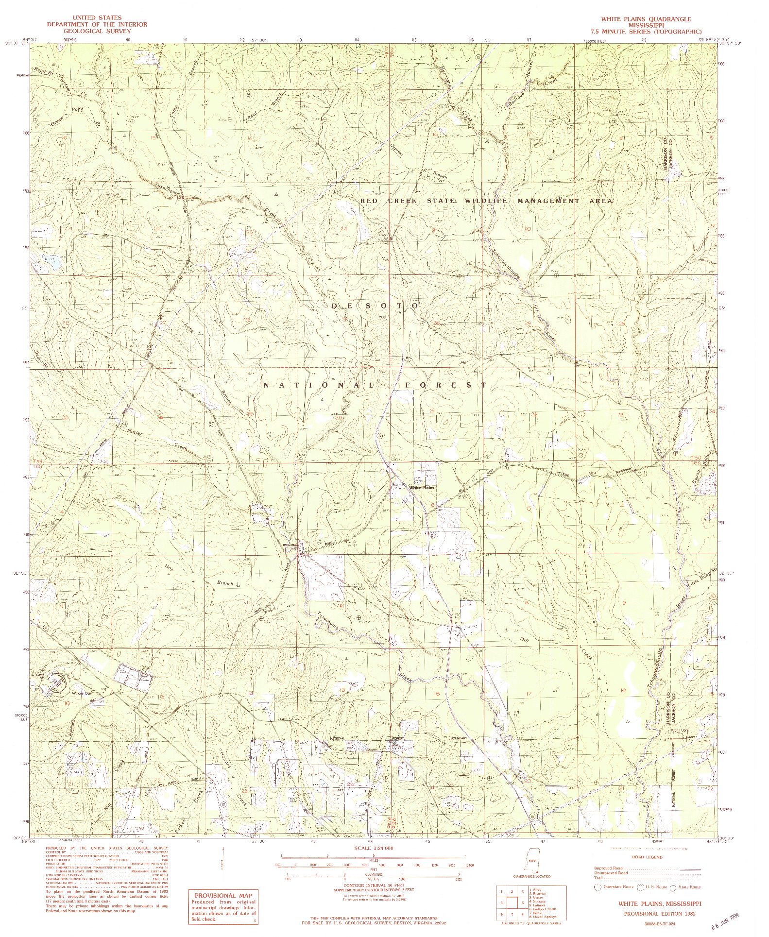 USGS 1:24000-SCALE QUADRANGLE FOR WHITE PLAINS, MS 1982