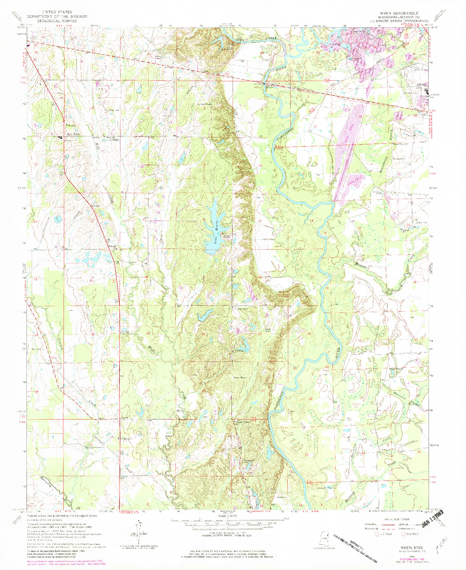 USGS 1:24000-SCALE QUADRANGLE FOR WREN, MS 1966