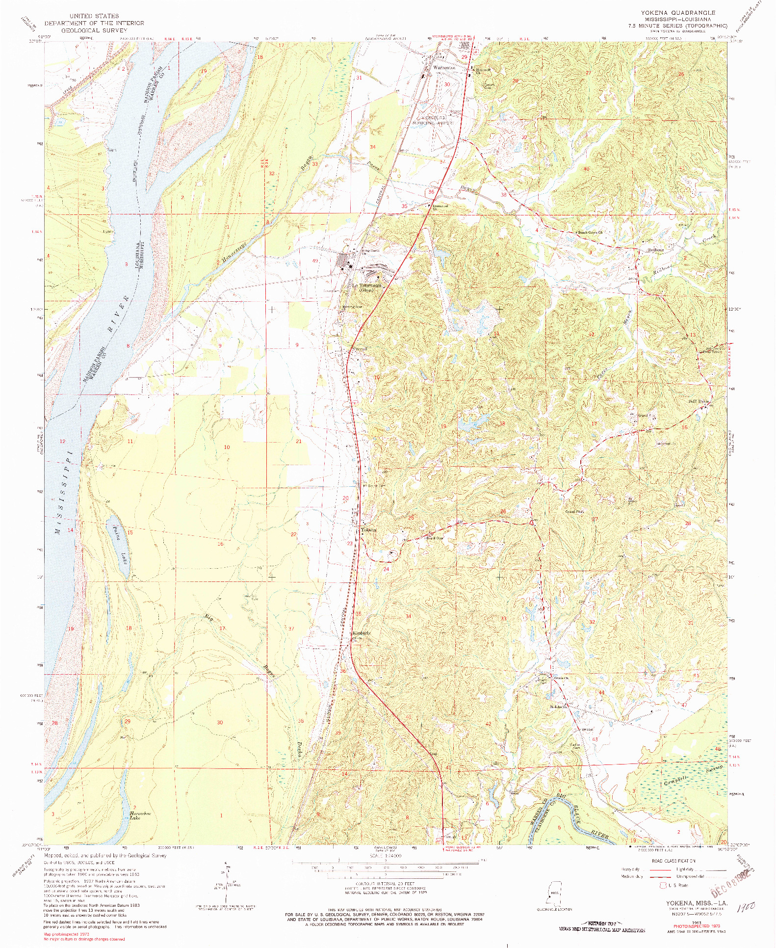 USGS 1:24000-SCALE QUADRANGLE FOR YOKENA, MS 1963