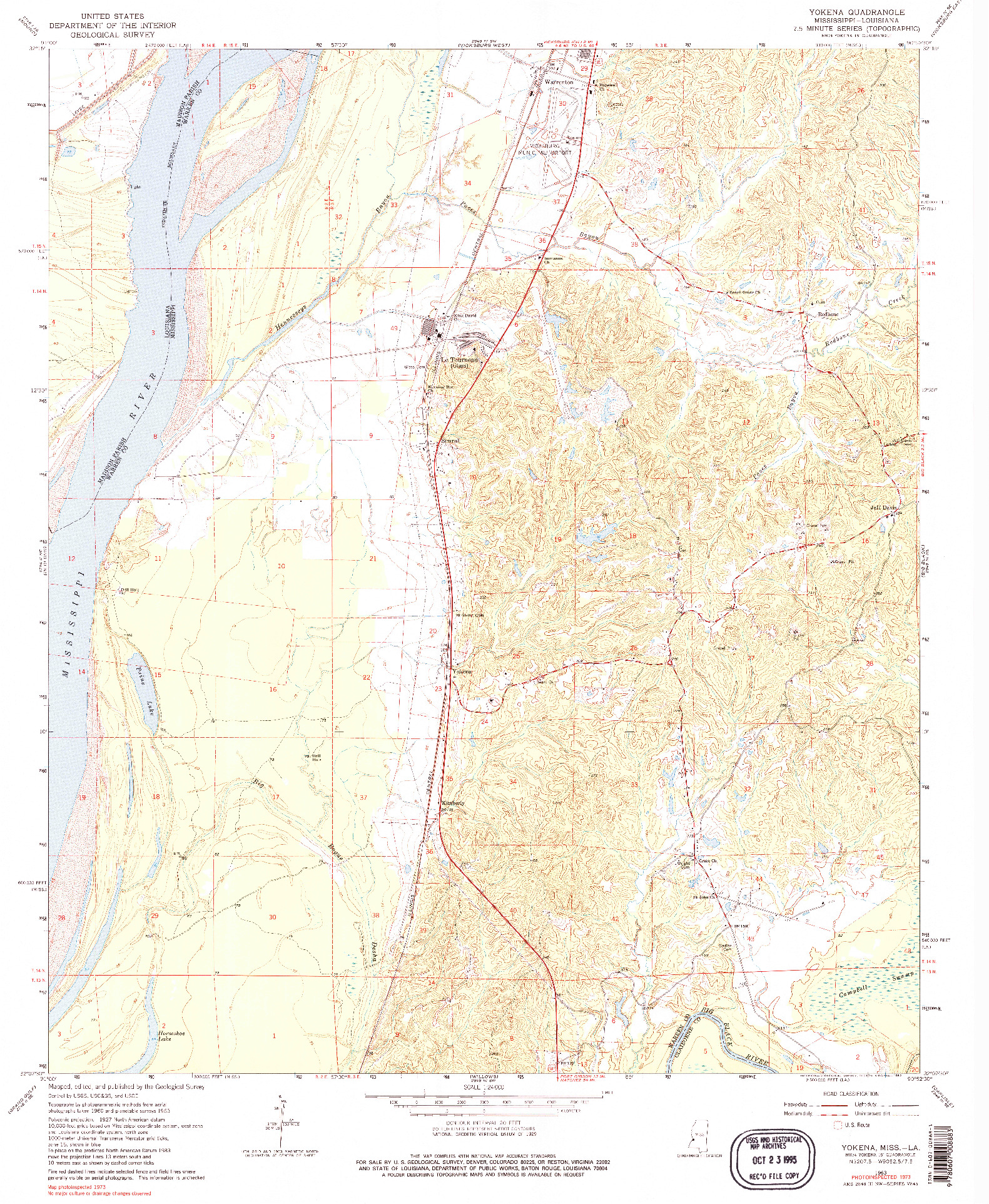 USGS 1:24000-SCALE QUADRANGLE FOR YOKENA, MS 1963