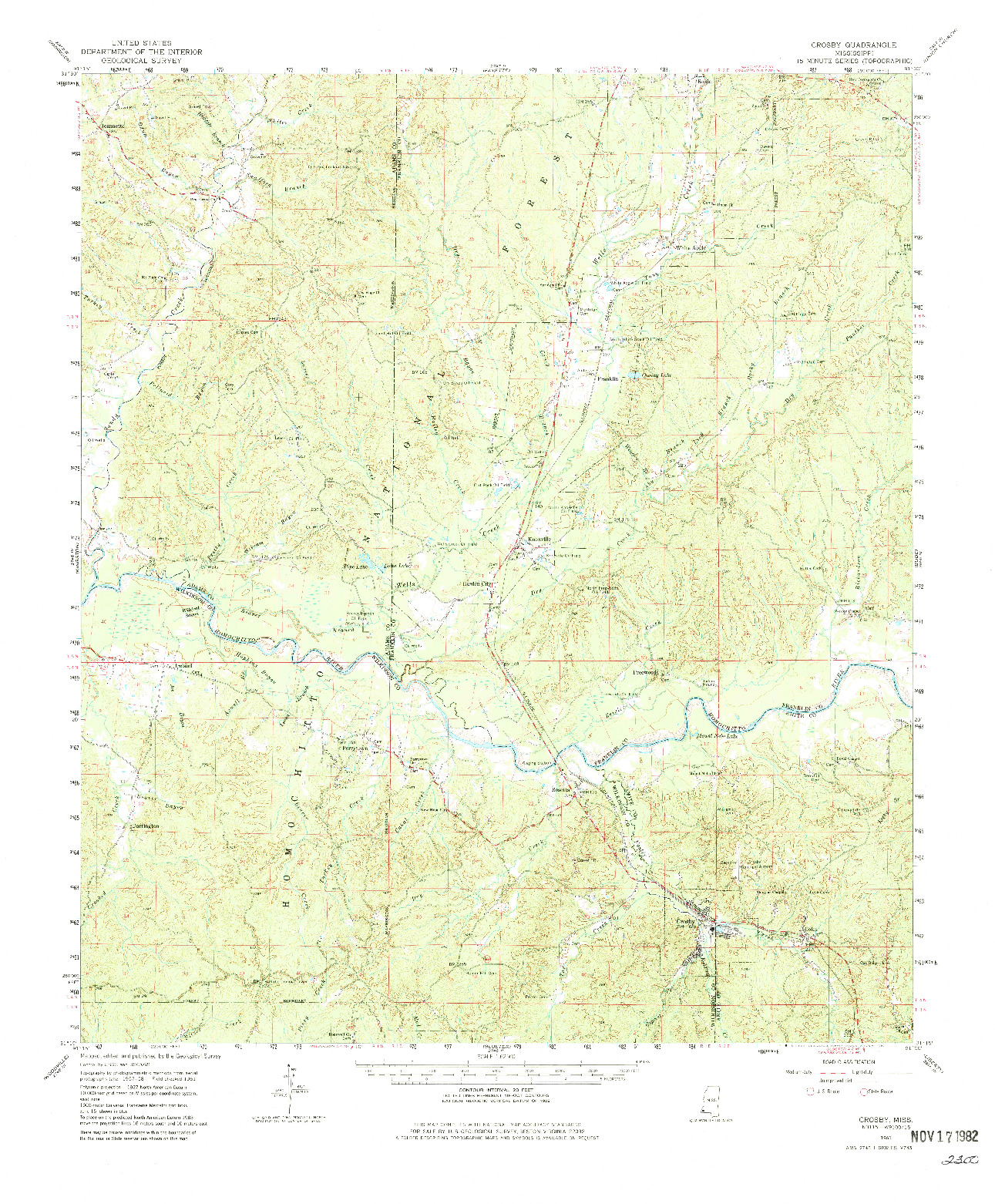 USGS 1:62500-SCALE QUADRANGLE FOR CROSBY, MS 1961