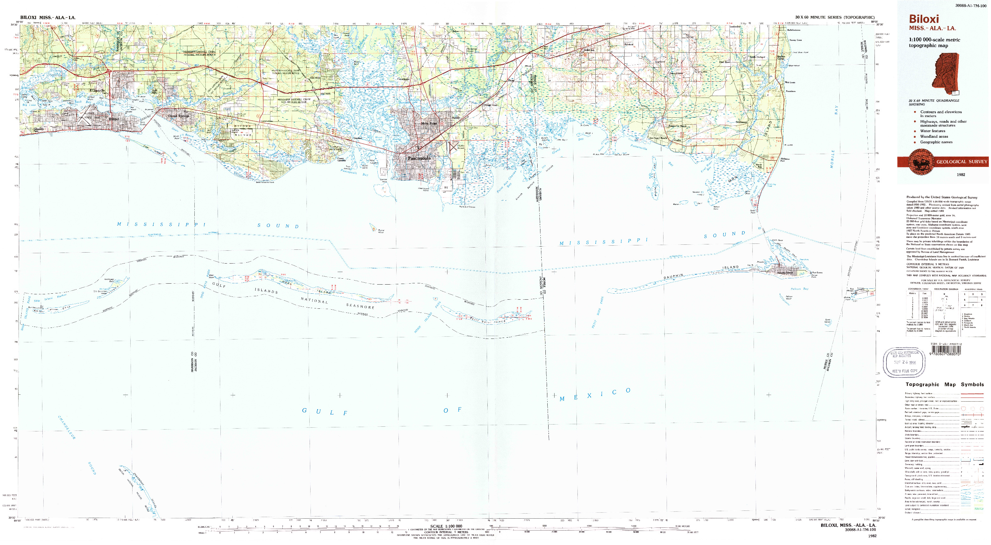 USGS 1:100000-SCALE QUADRANGLE FOR BILOXI, MS 1982