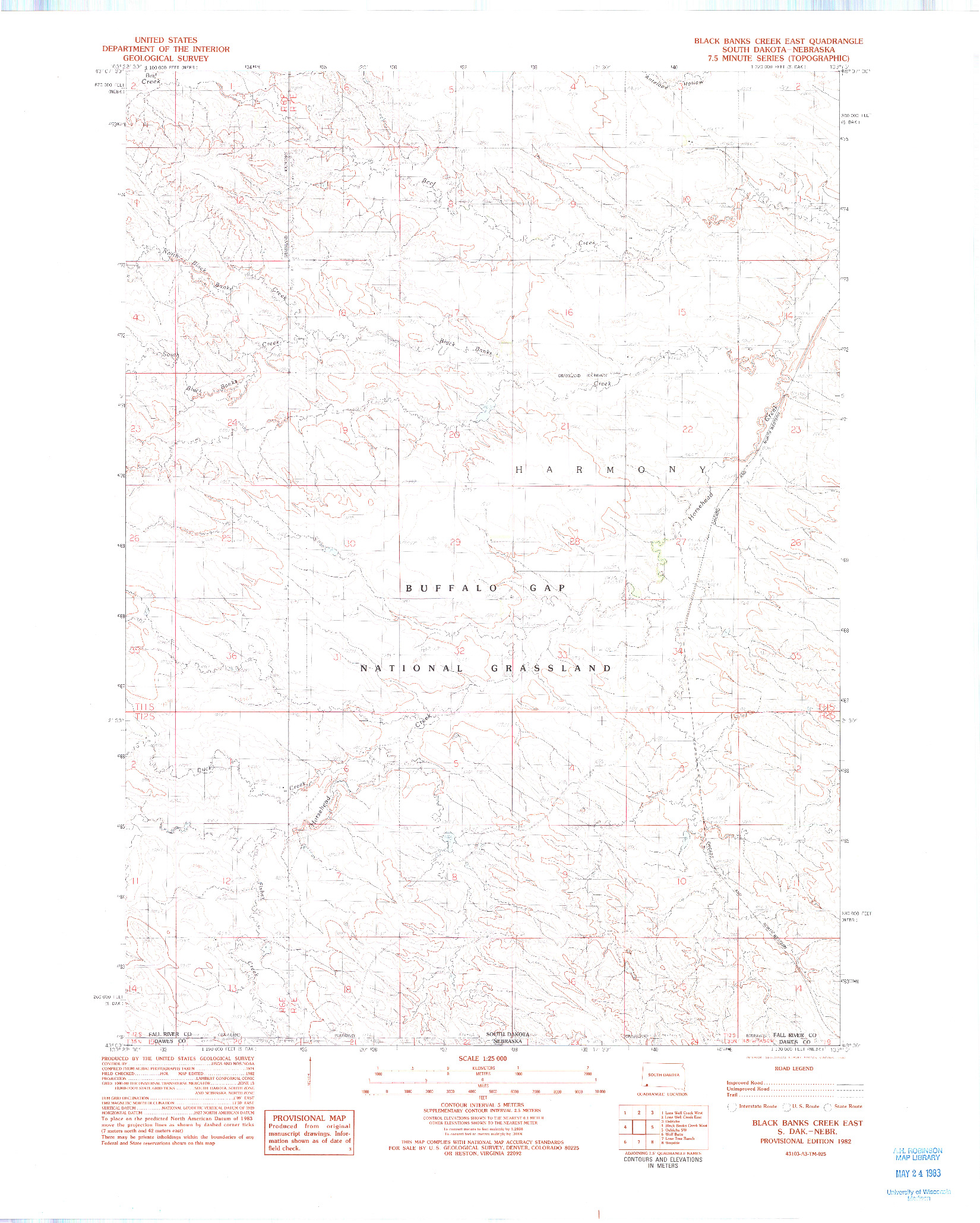 USGS 1:24000-SCALE QUADRANGLE FOR BLACK BANKS CREEK EAST, SD 1982