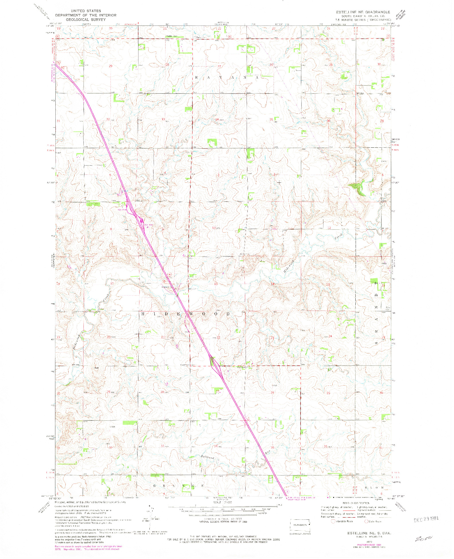 USGS 1:24000-SCALE QUADRANGLE FOR ESTELLINE NE, SD 1970