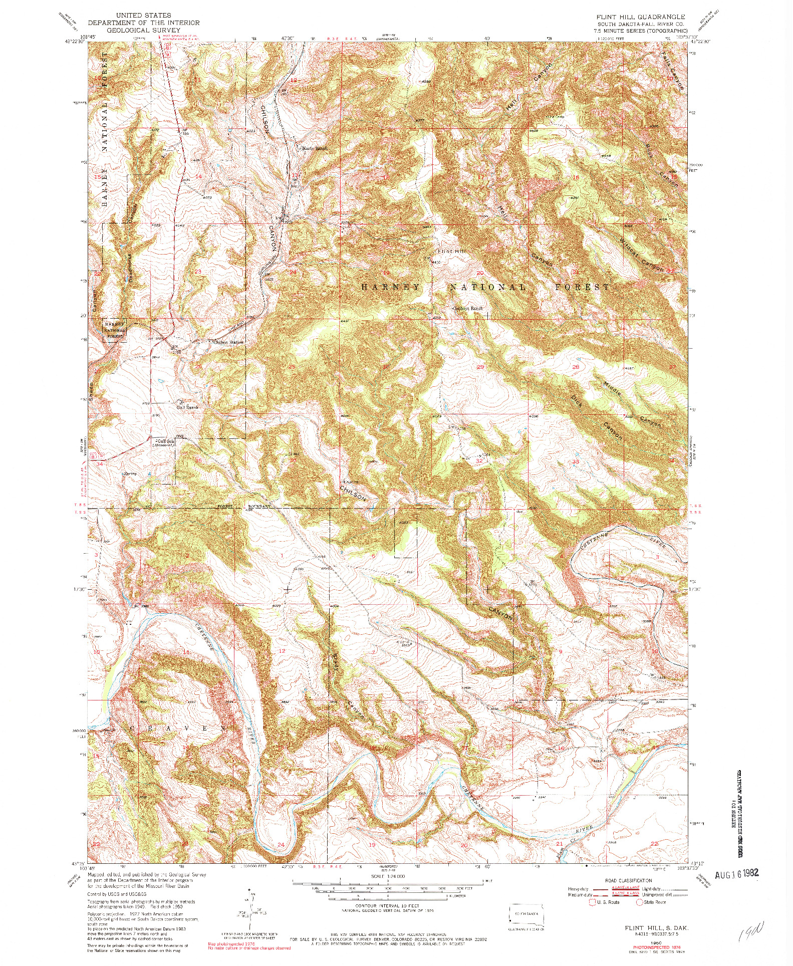 USGS 1:24000-SCALE QUADRANGLE FOR FLINT HILL, SD 1950