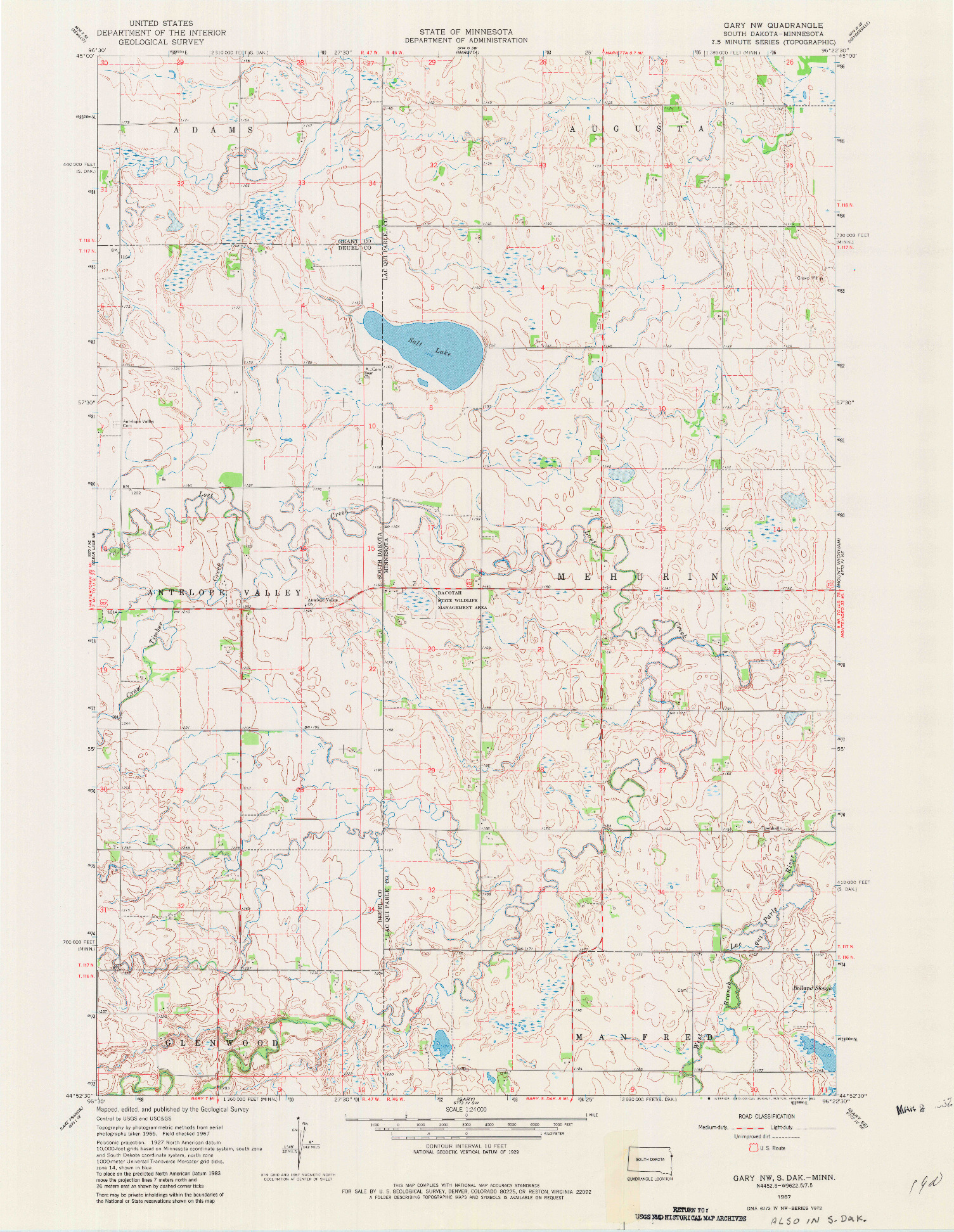 USGS 1:24000-SCALE QUADRANGLE FOR GARY NW, SD 1967