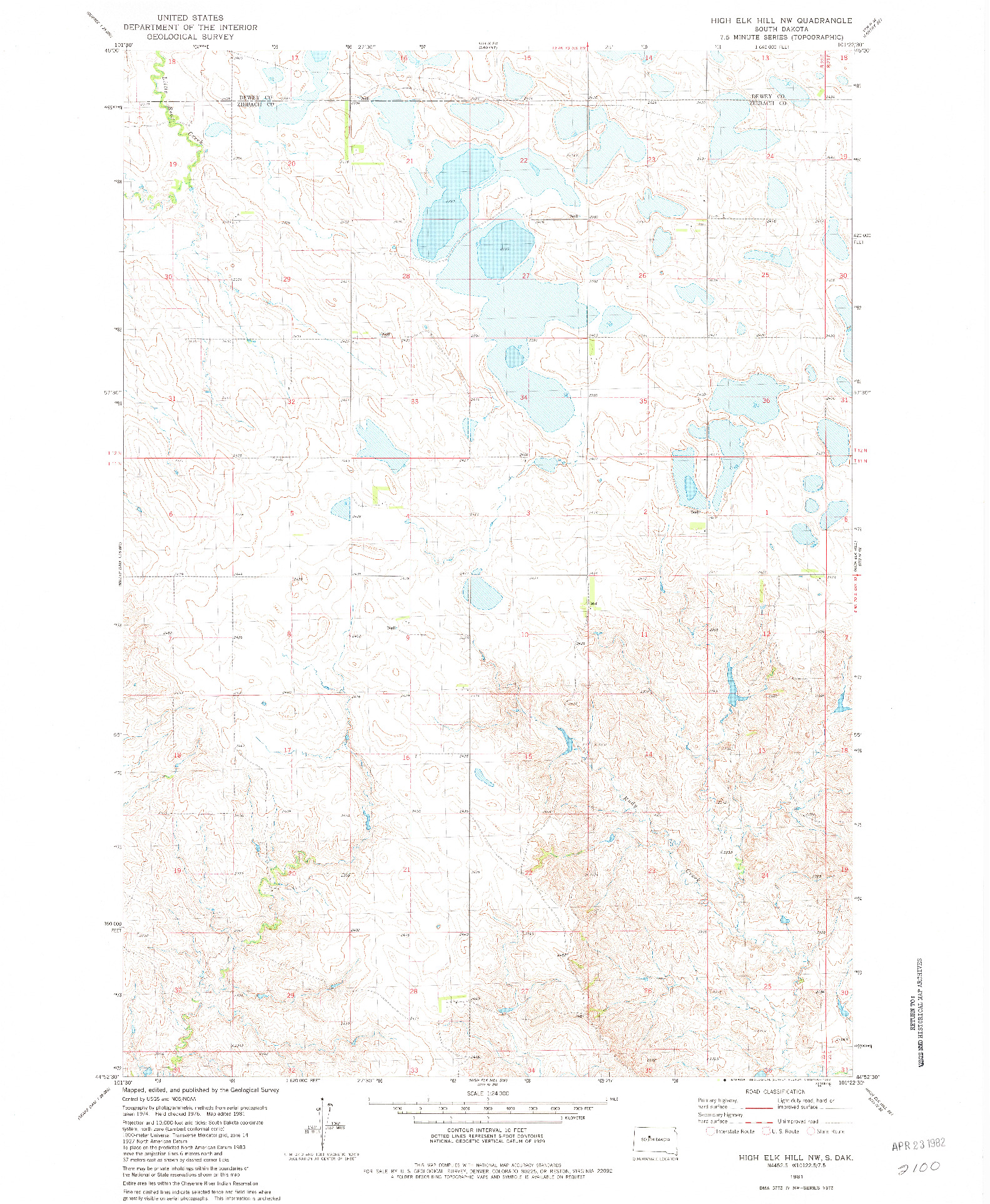 USGS 1:24000-SCALE QUADRANGLE FOR HIGH ELK HILL NW, SD 1981