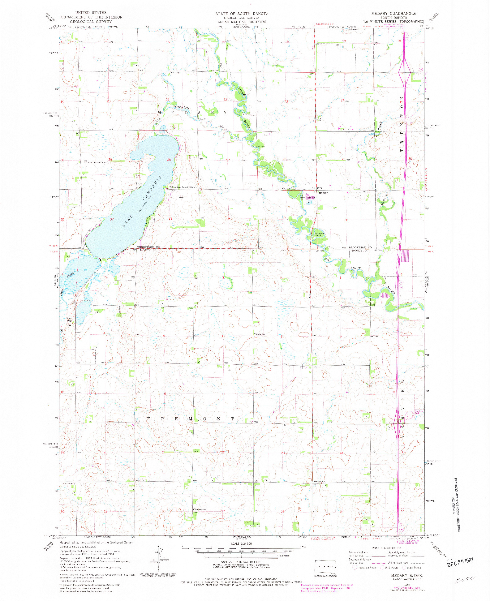 USGS 1:24000-SCALE QUADRANGLE FOR MEDARY, SD 1964