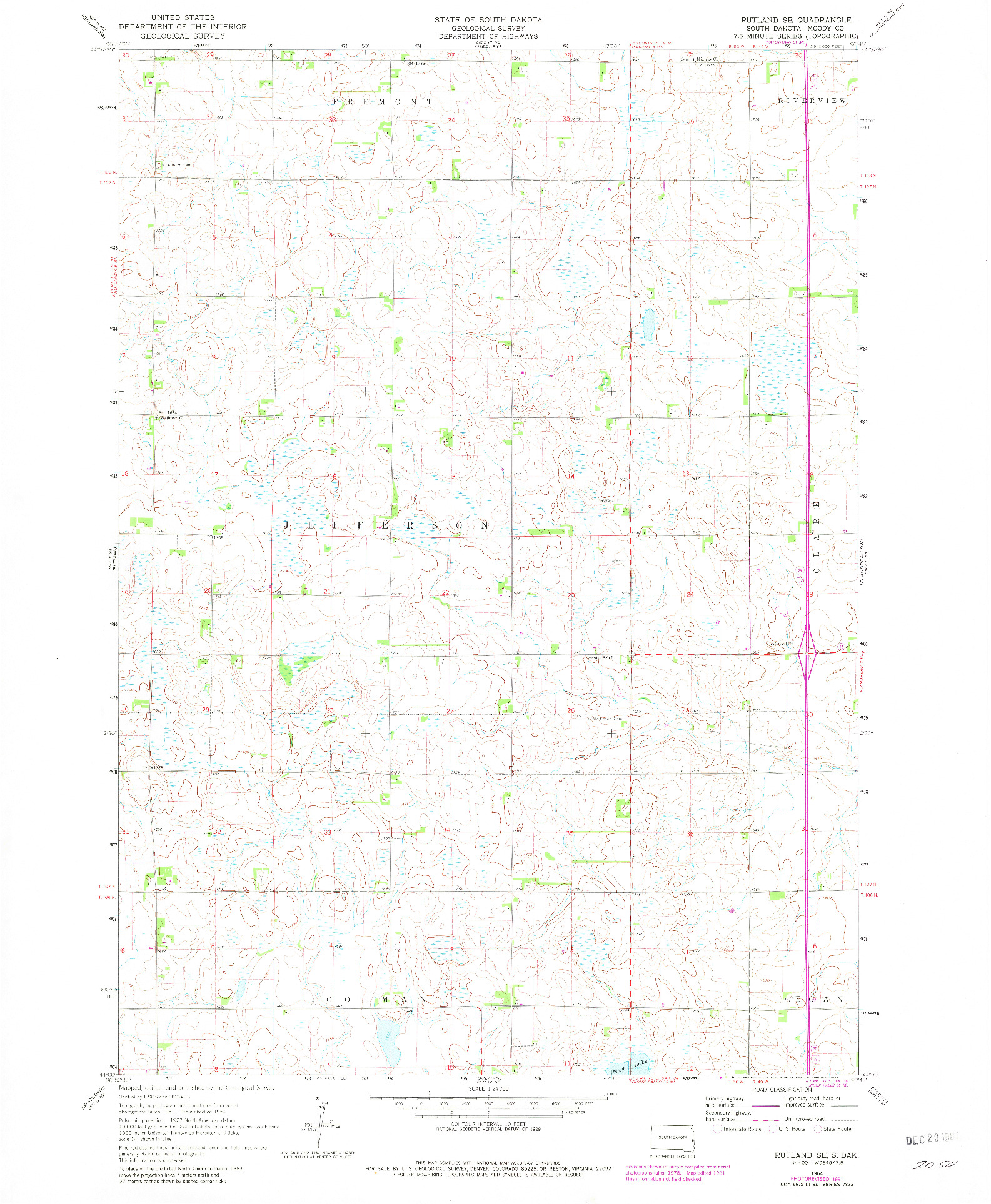 USGS 1:24000-SCALE QUADRANGLE FOR RUTLAND SE, SD 1964