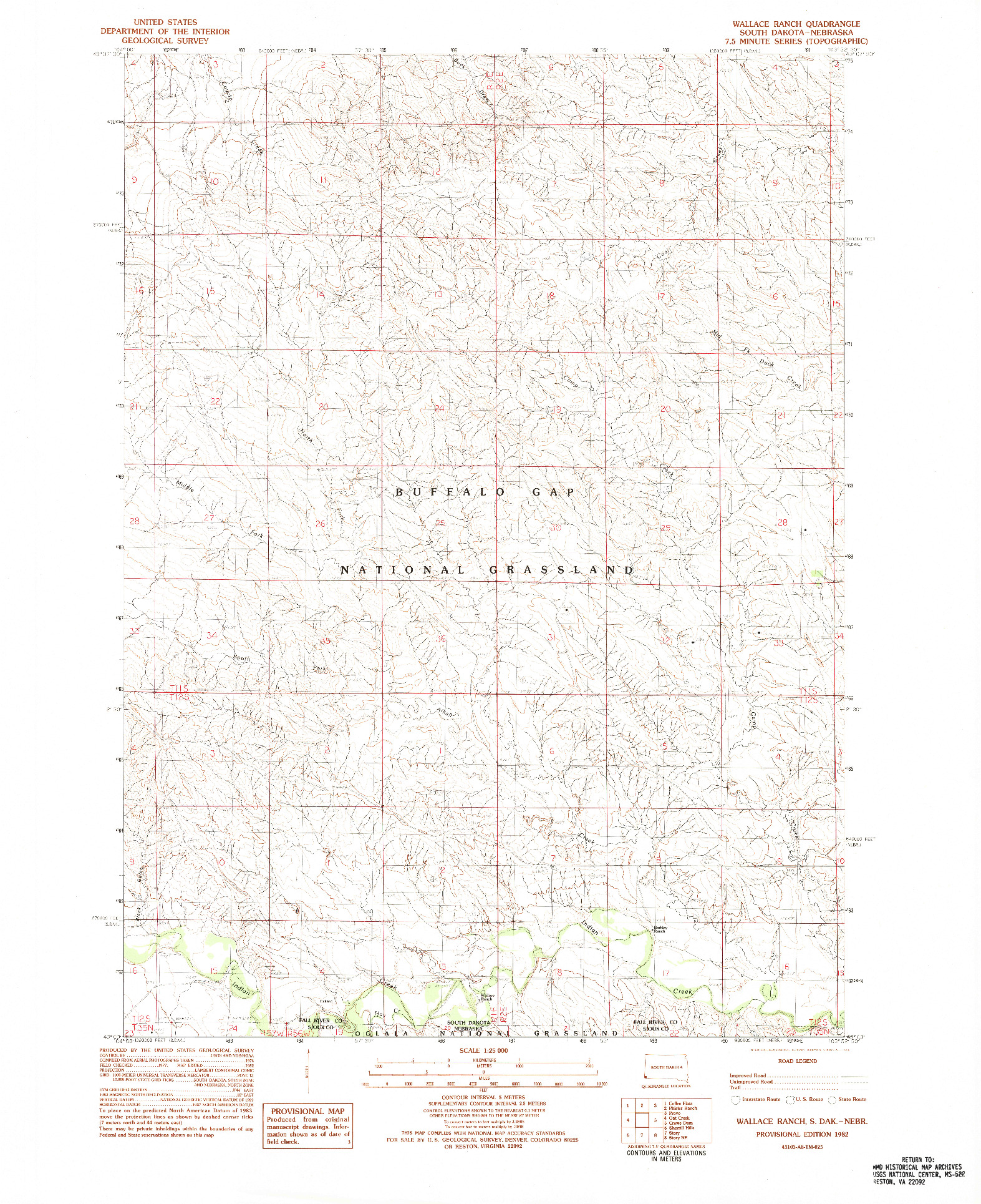 USGS 1:25000-SCALE QUADRANGLE FOR WALLACE RANCH, SD 1982