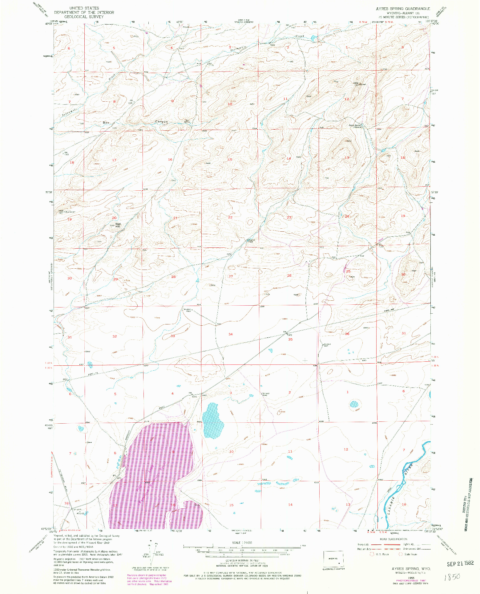 USGS 1:24000-SCALE QUADRANGLE FOR AYRES SPRING, WY 1955