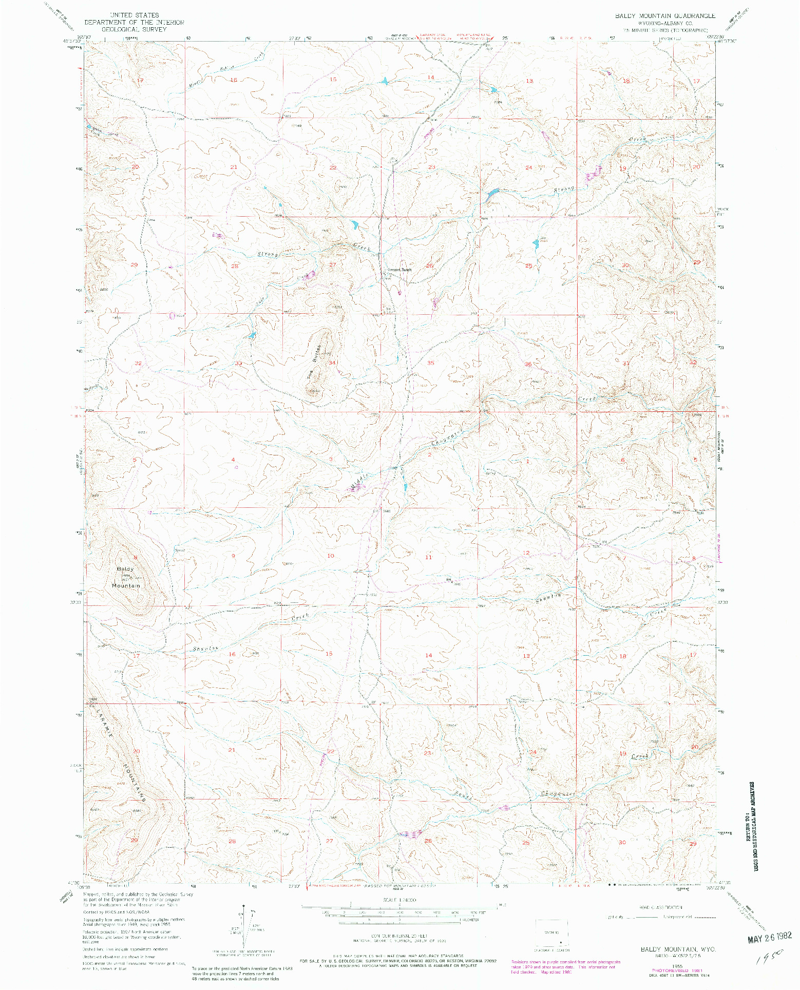 USGS 1:24000-SCALE QUADRANGLE FOR BALDY MOUNTAIN, WY 1955