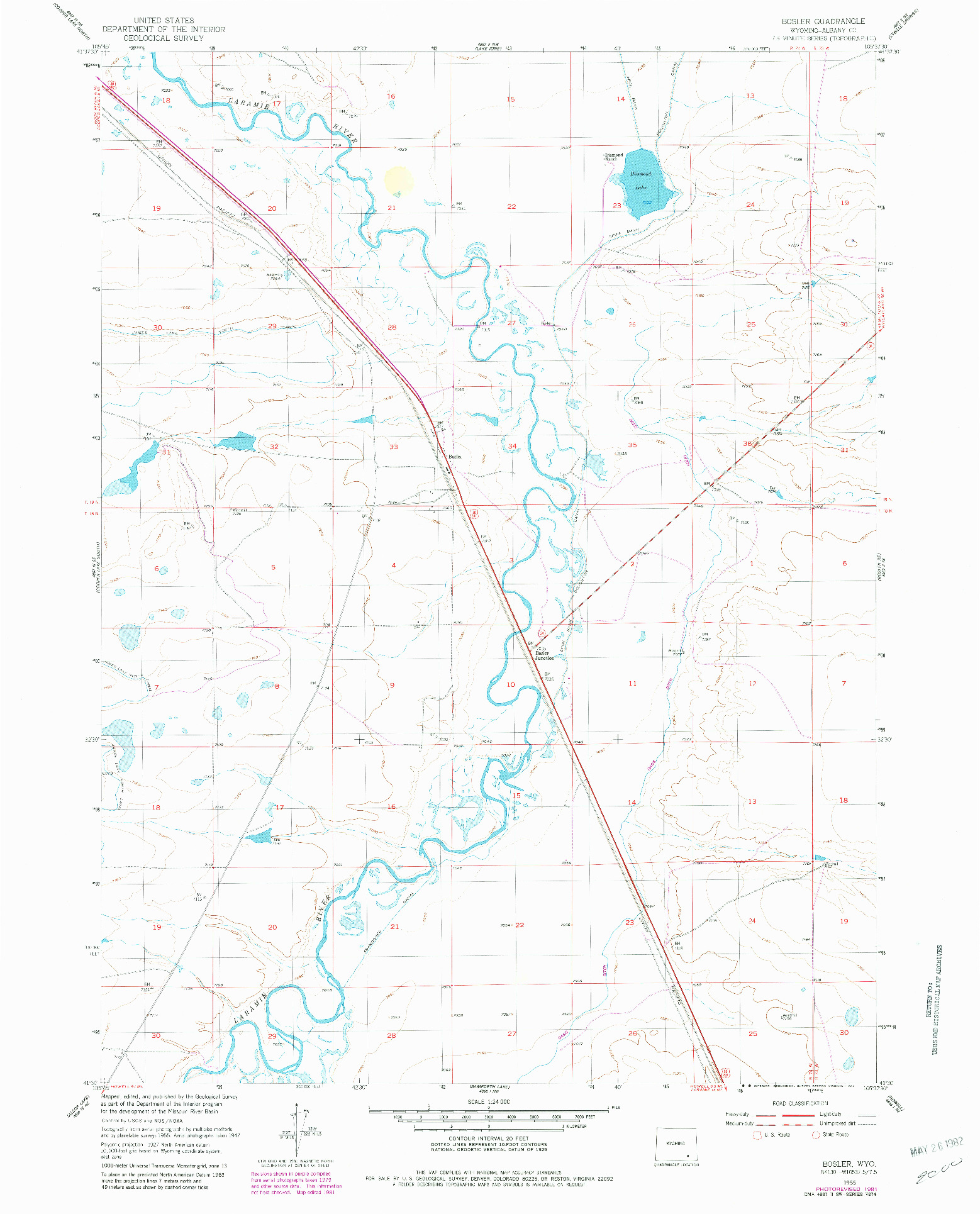 USGS 1:24000-SCALE QUADRANGLE FOR BOSLER, WY 1955