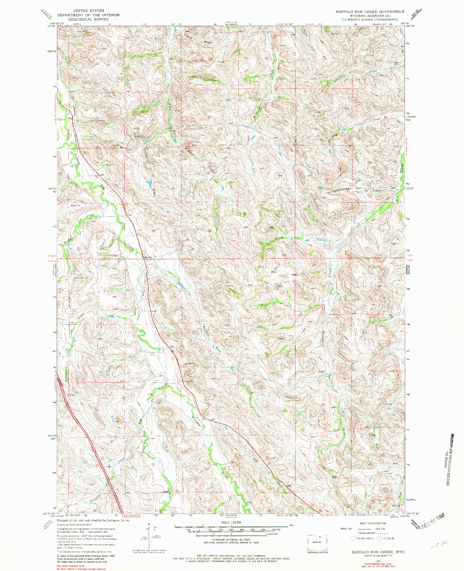 USGS 1:24000-SCALE QUADRANGLE FOR BUFFALO RUN CREEK, WY 1967