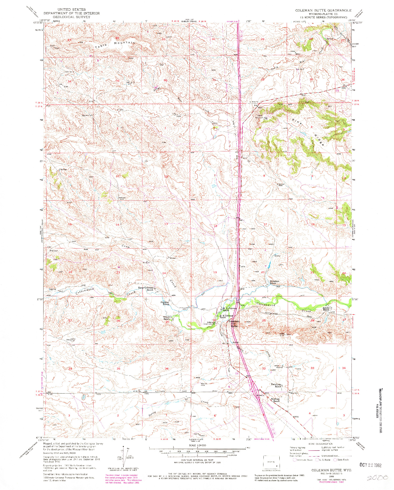 USGS 1:24000-SCALE QUADRANGLE FOR COLEMAN BUTTE, WY 1950