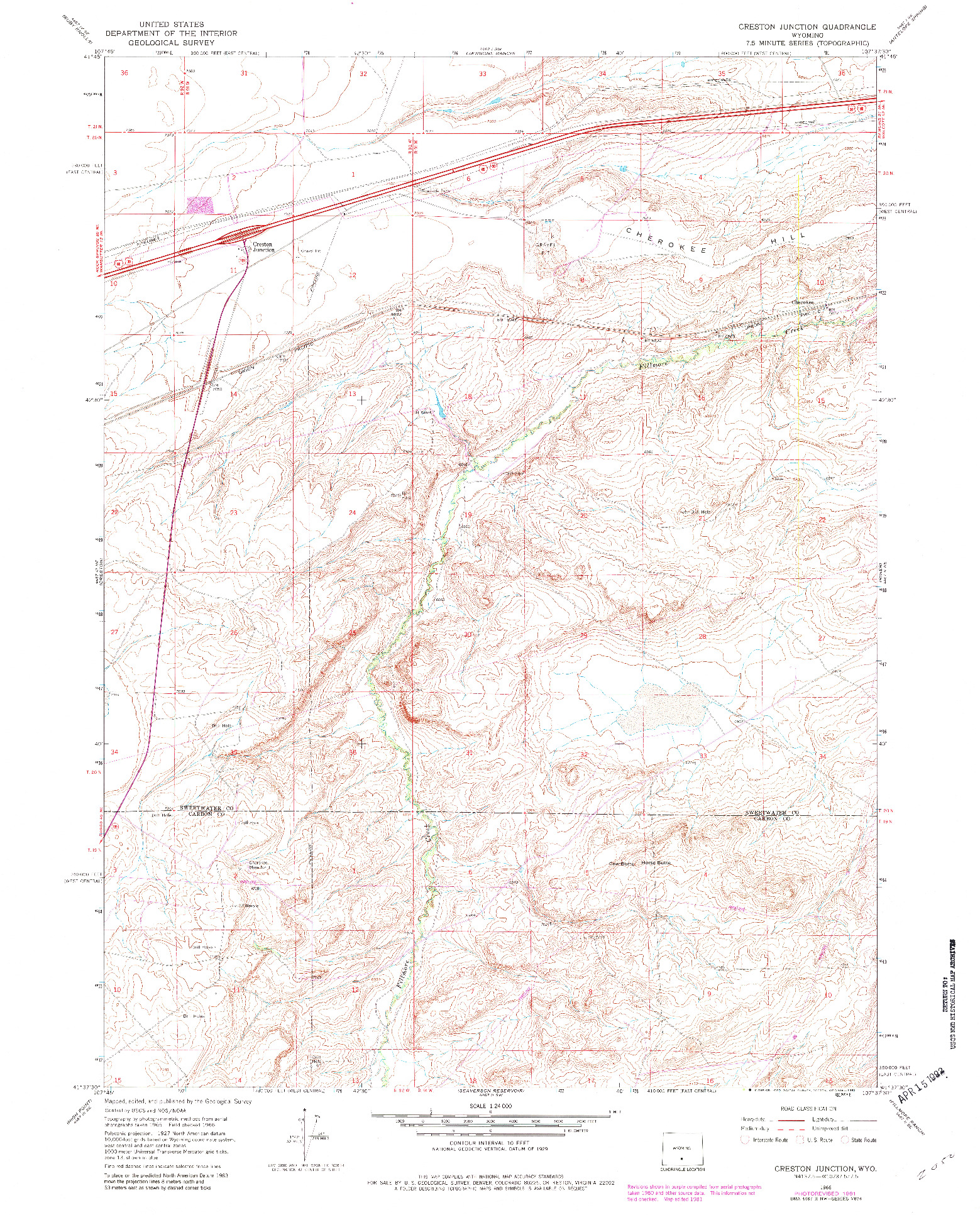 USGS 1:24000-SCALE QUADRANGLE FOR CRESTON JUNCTION, WY 1966