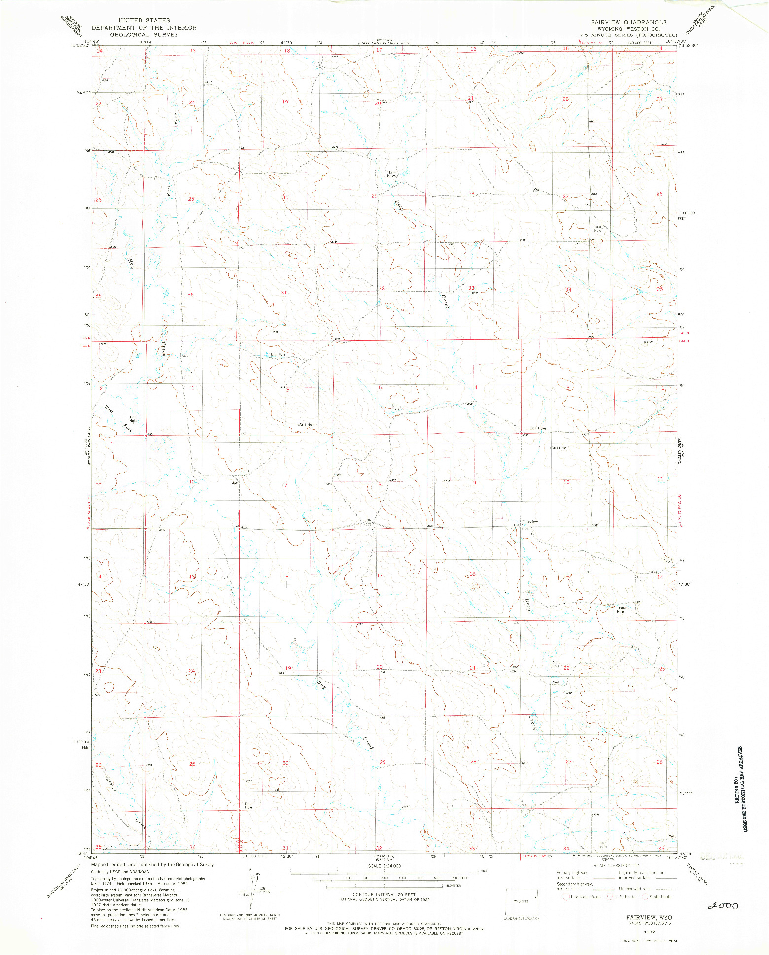 USGS 1:24000-SCALE QUADRANGLE FOR FAIRVIEW, WY 1982