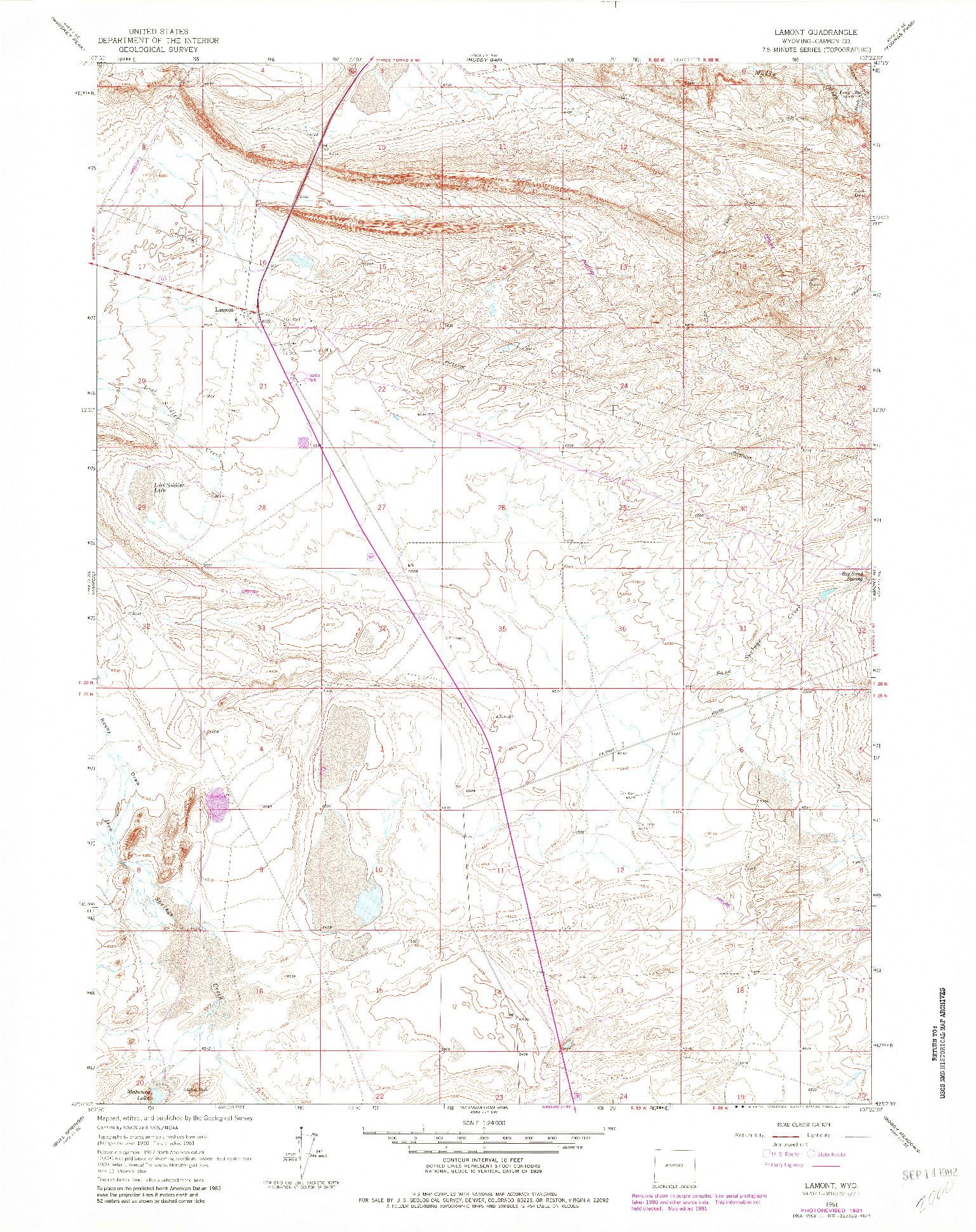 USGS 1:24000-SCALE QUADRANGLE FOR LAMONT, WY 1961
