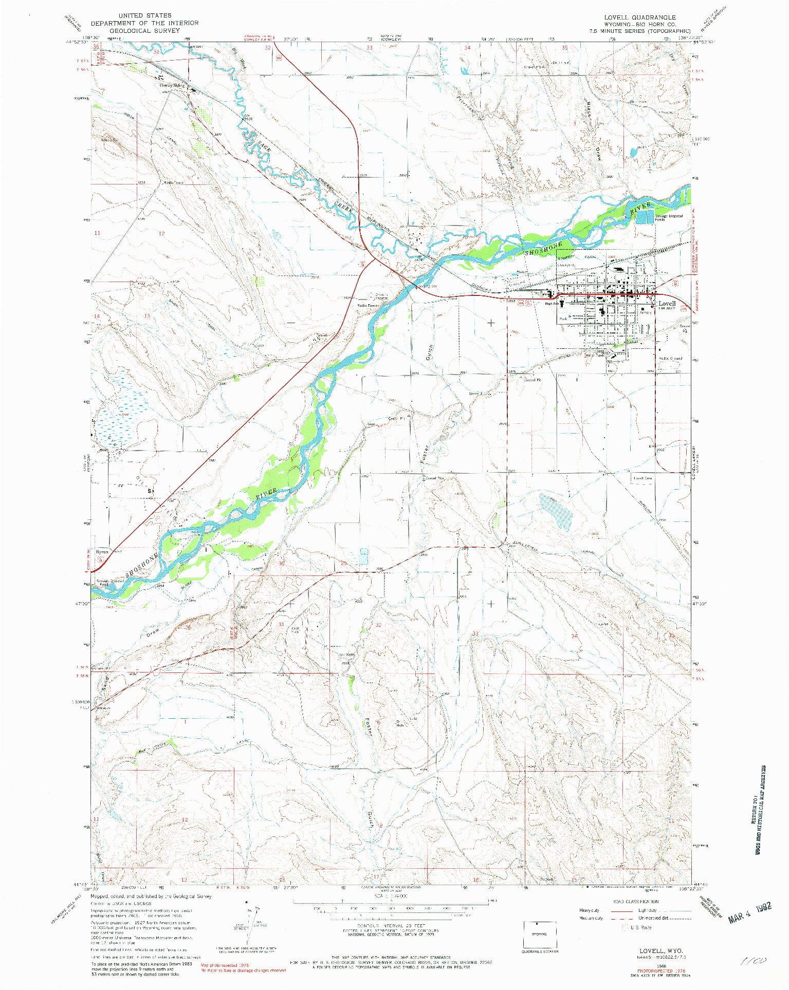 USGS 1:24000-SCALE QUADRANGLE FOR LOVELL, WY 1966