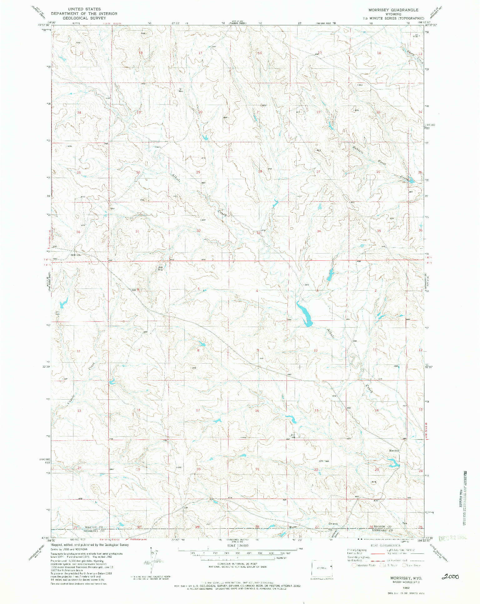 USGS 1:24000-SCALE QUADRANGLE FOR MORRISEY, WY 1982
