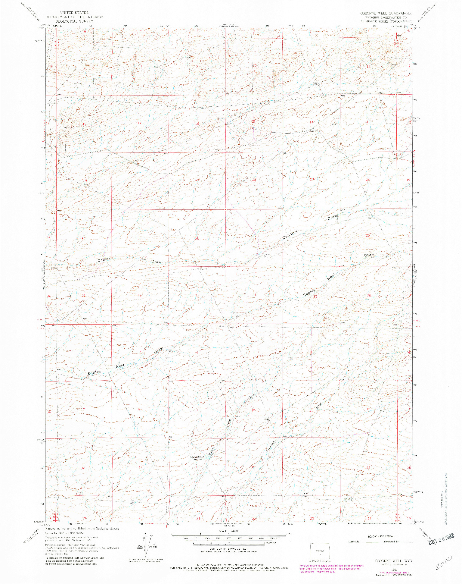 USGS 1:24000-SCALE QUADRANGLE FOR OSBORNE WELL, WY 1961