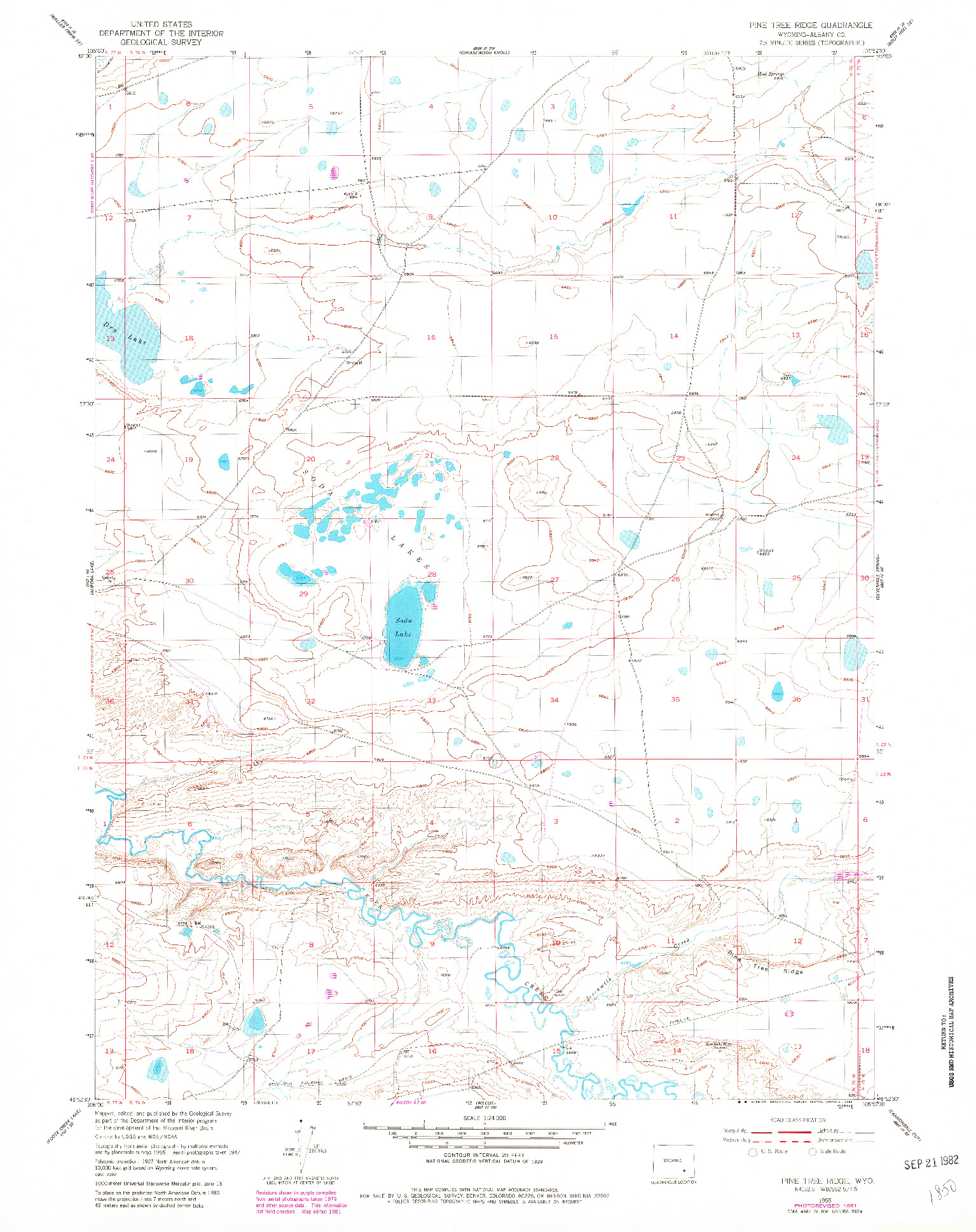 USGS 1:24000-SCALE QUADRANGLE FOR PINE TREE RIDGE, WY 1955