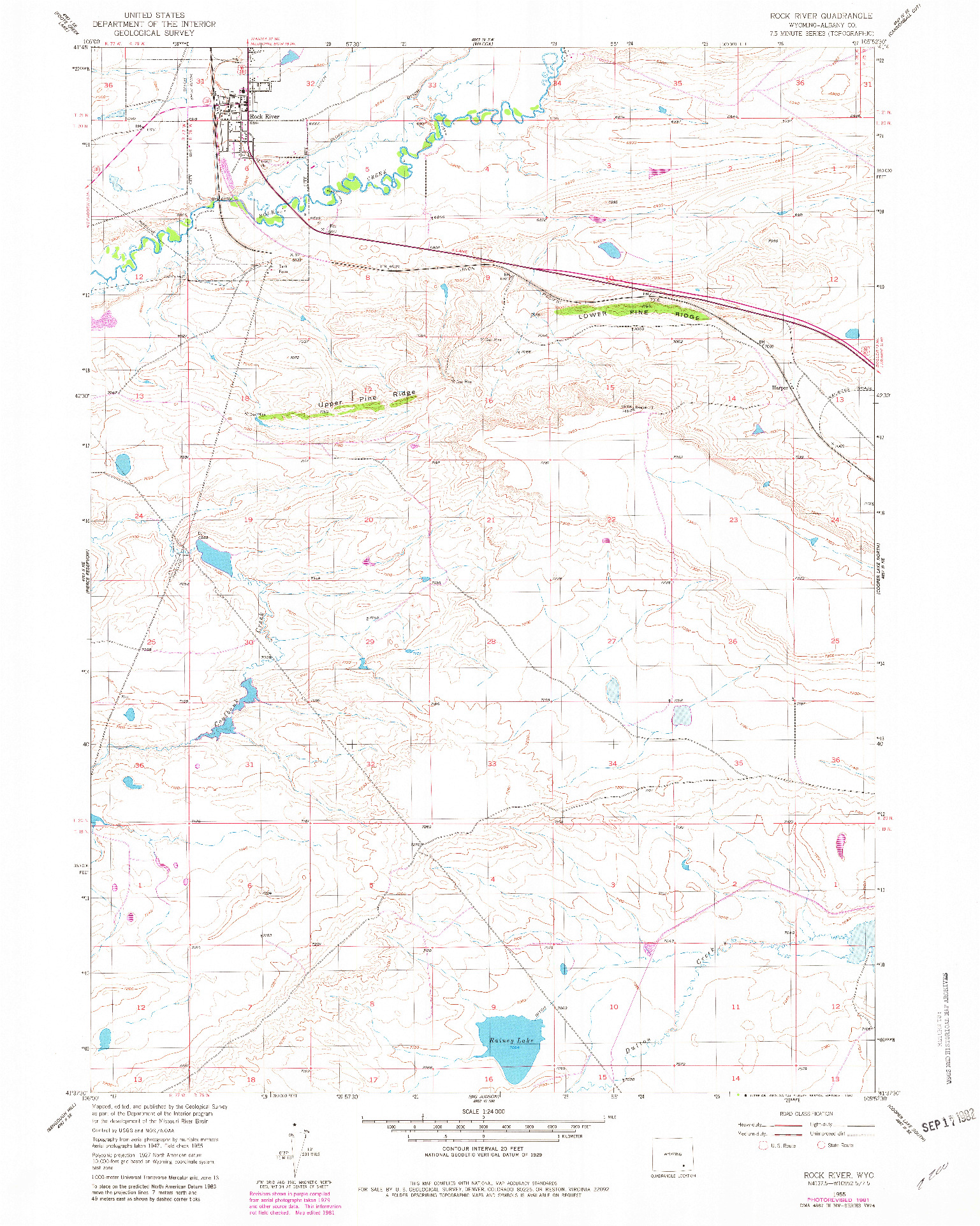 USGS 1:24000-SCALE QUADRANGLE FOR ROCK RIVER, WY 1955