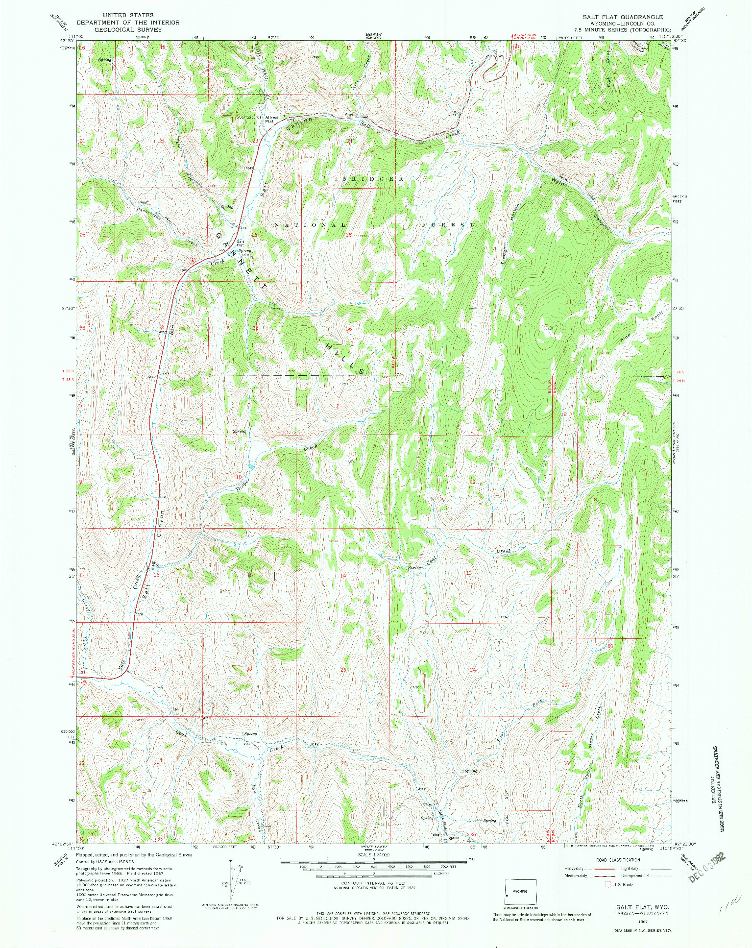 USGS 1:24000-SCALE QUADRANGLE FOR SALT FLAT, WY 1967