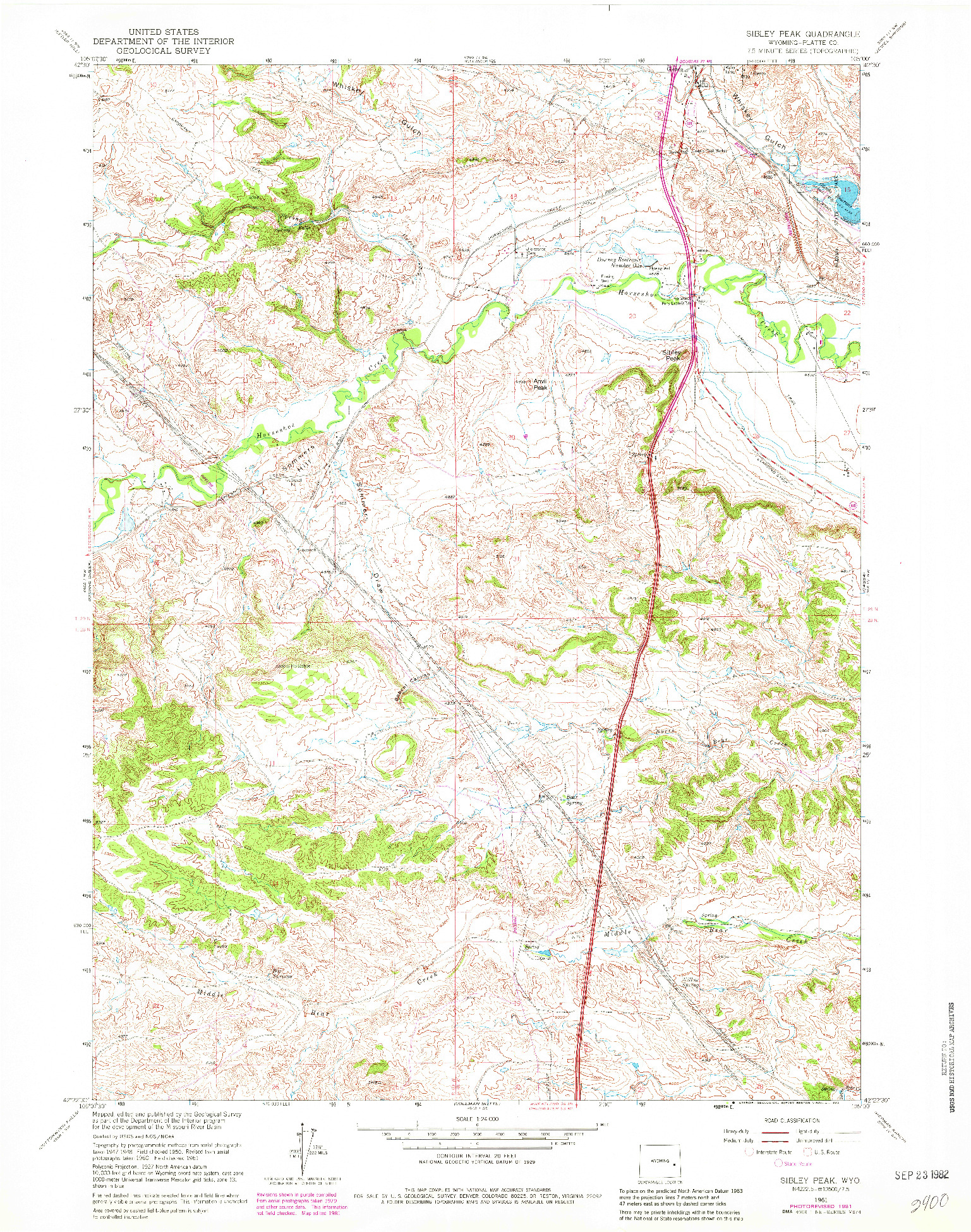 USGS 1:24000-SCALE QUADRANGLE FOR SIBLEY PEAK, WY 1961