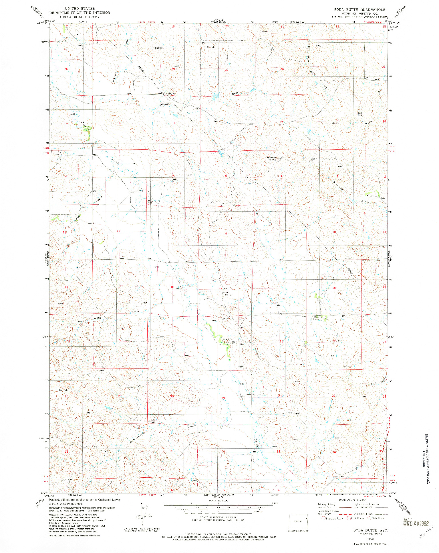 USGS 1:24000-SCALE QUADRANGLE FOR SODA BUTTE, WY 1982