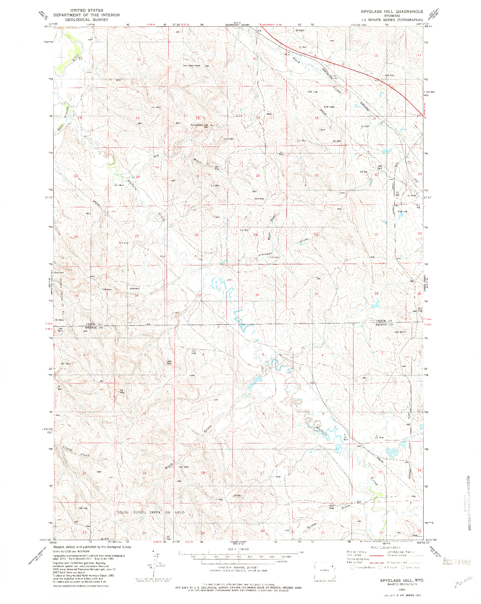 USGS 1:24000-SCALE QUADRANGLE FOR SPYGLASS HILL, WY 1982