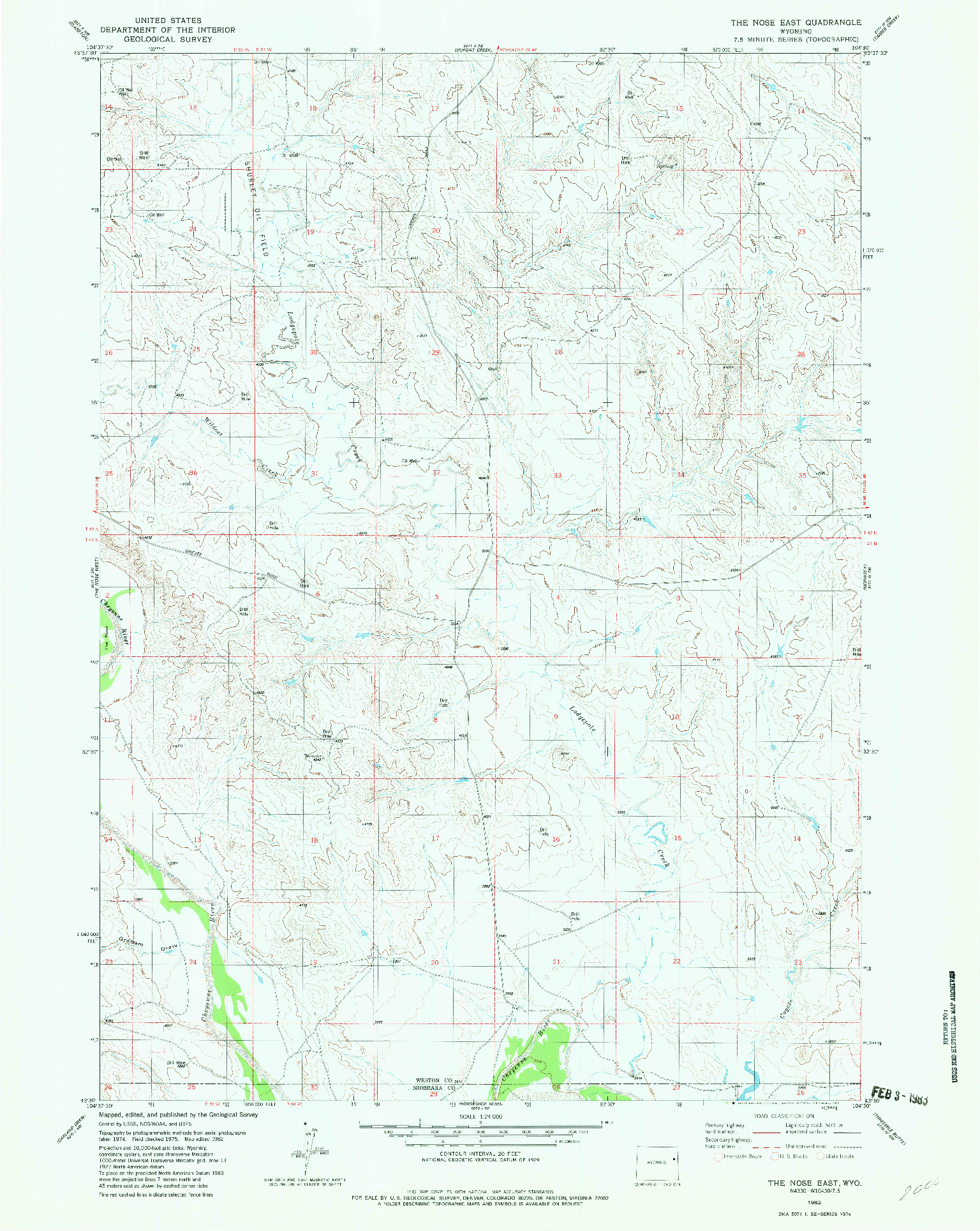 USGS 1:24000-SCALE QUADRANGLE FOR THE NOSE EAST, WY 1982