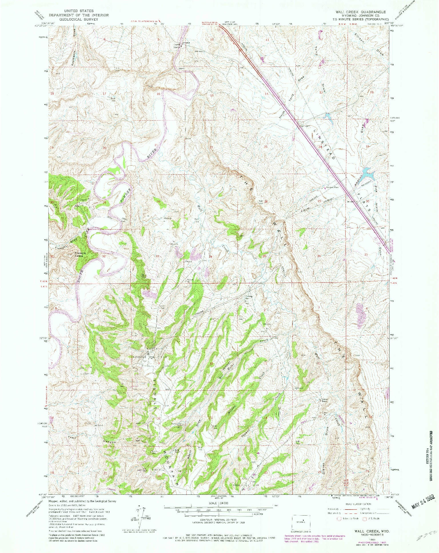 USGS 1:24000-SCALE QUADRANGLE FOR WALL CREEK, WY 1961