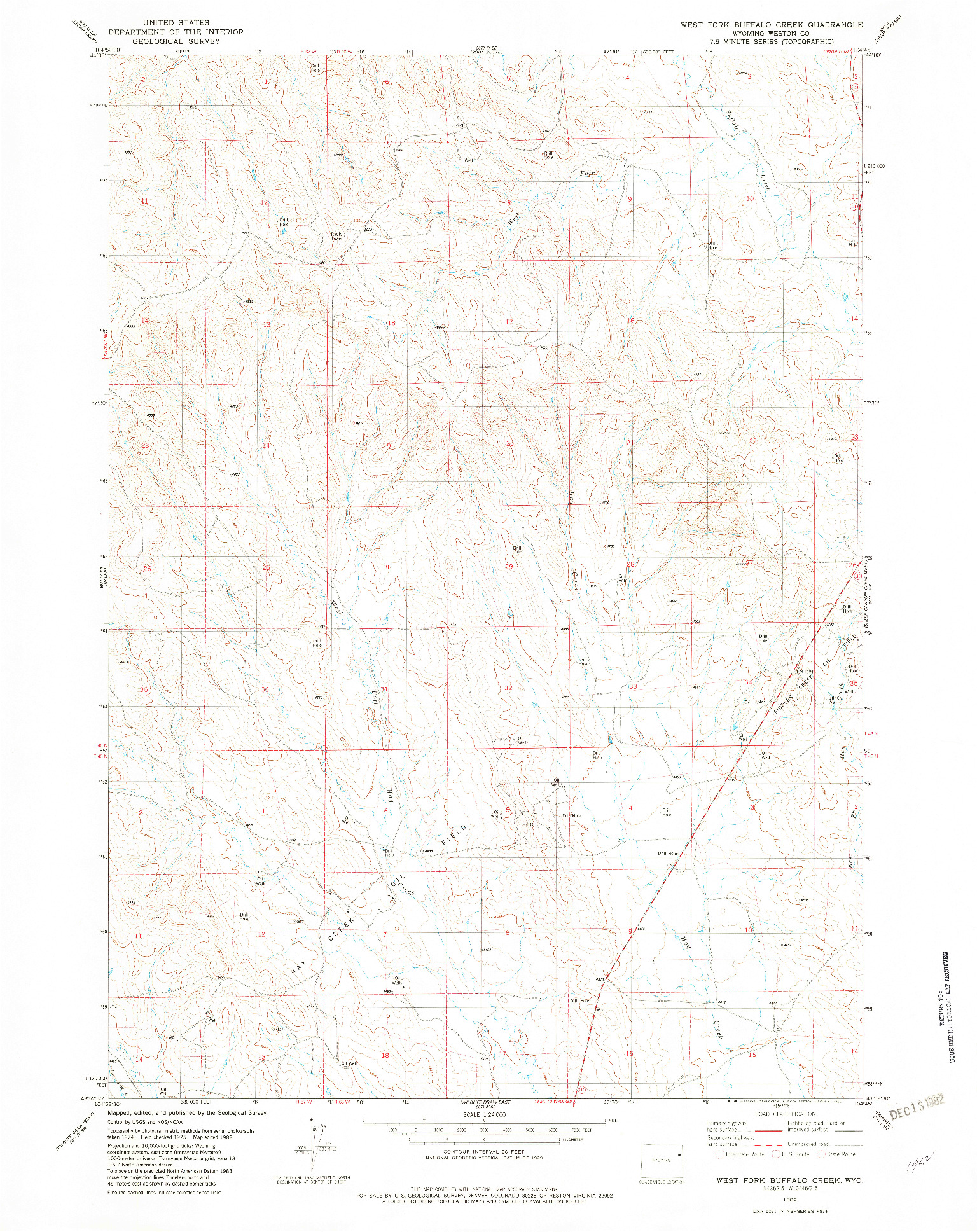 USGS 1:24000-SCALE QUADRANGLE FOR WEST FORK BUFFALO CREEK, WY 1982