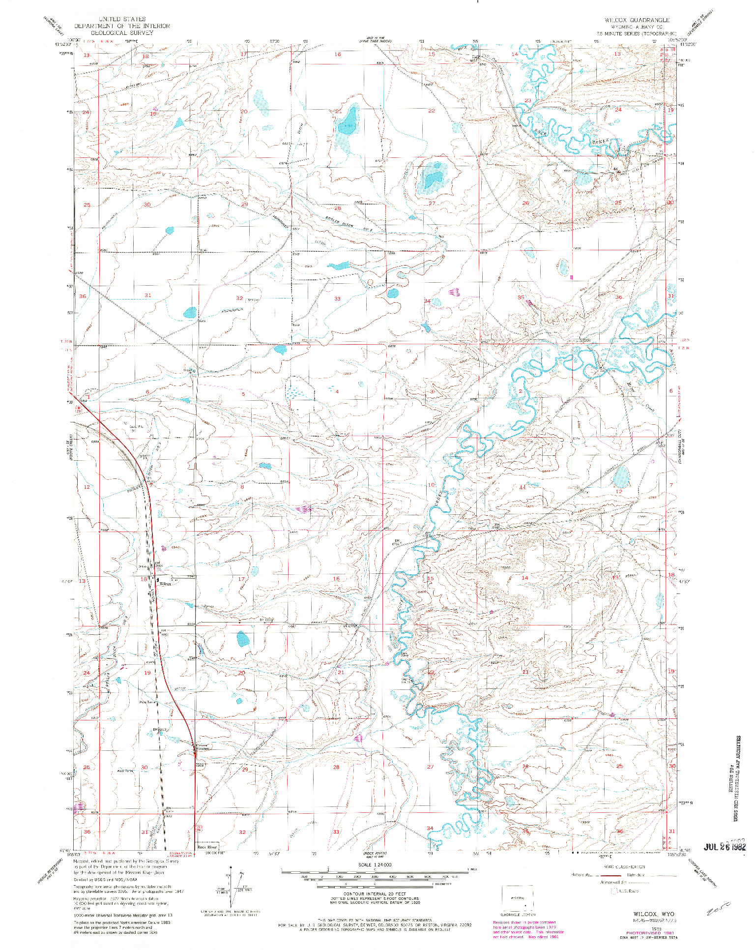 USGS 1:24000-SCALE QUADRANGLE FOR WILCOX, WY 1955