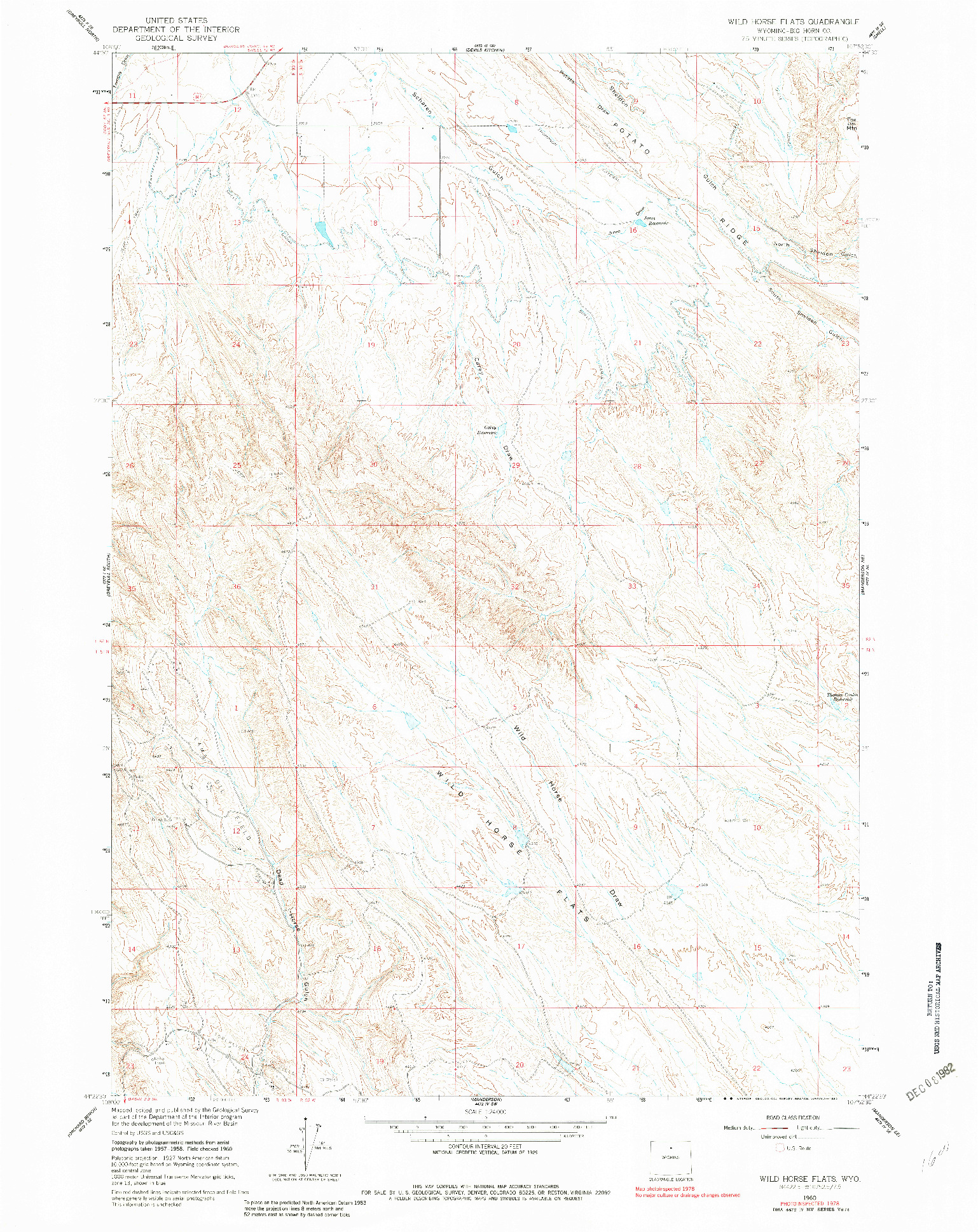 USGS 1:24000-SCALE QUADRANGLE FOR WILD HORSE FLATS, WY 1960