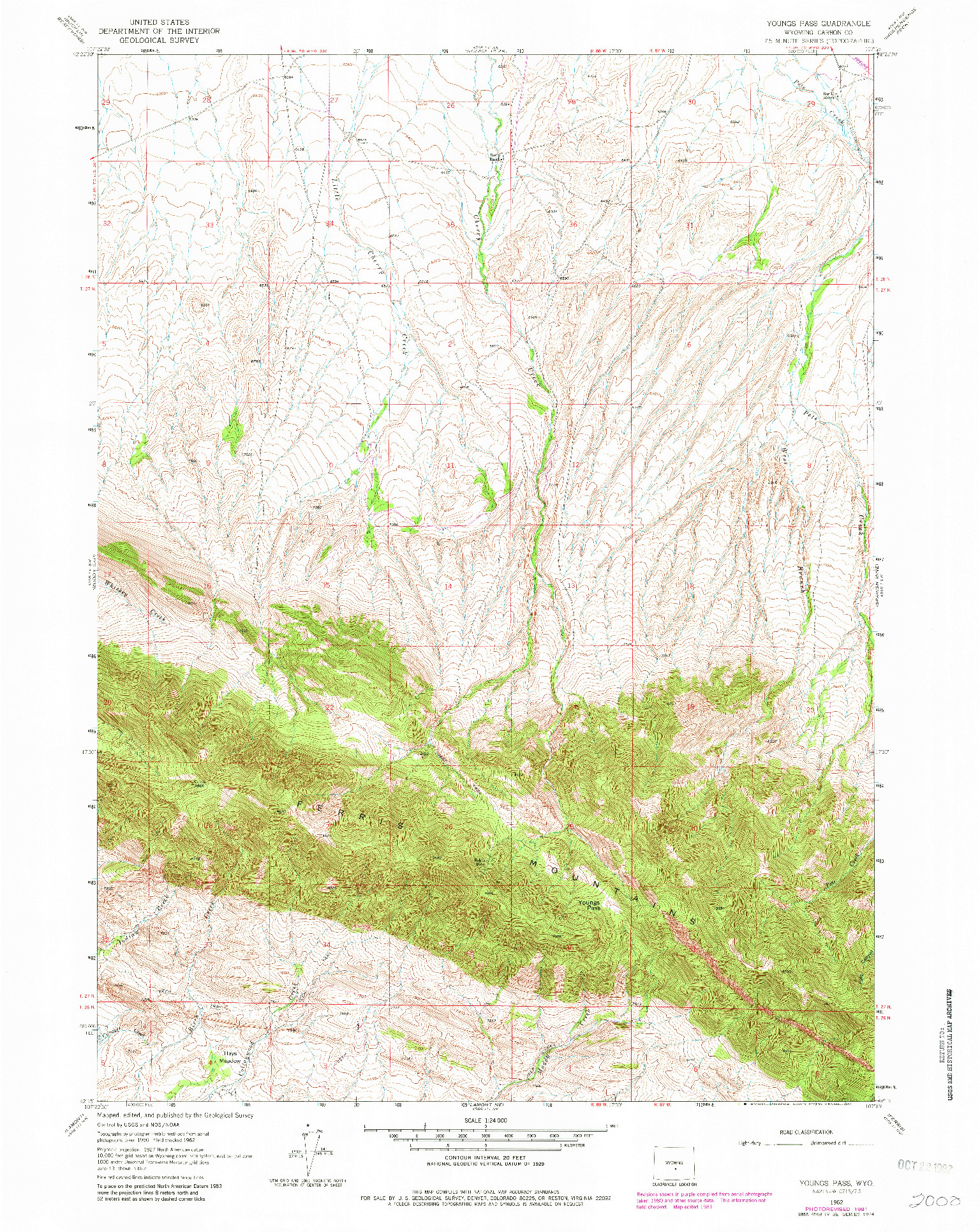 USGS 1:24000-SCALE QUADRANGLE FOR YOUNGS PASS, WY 1962