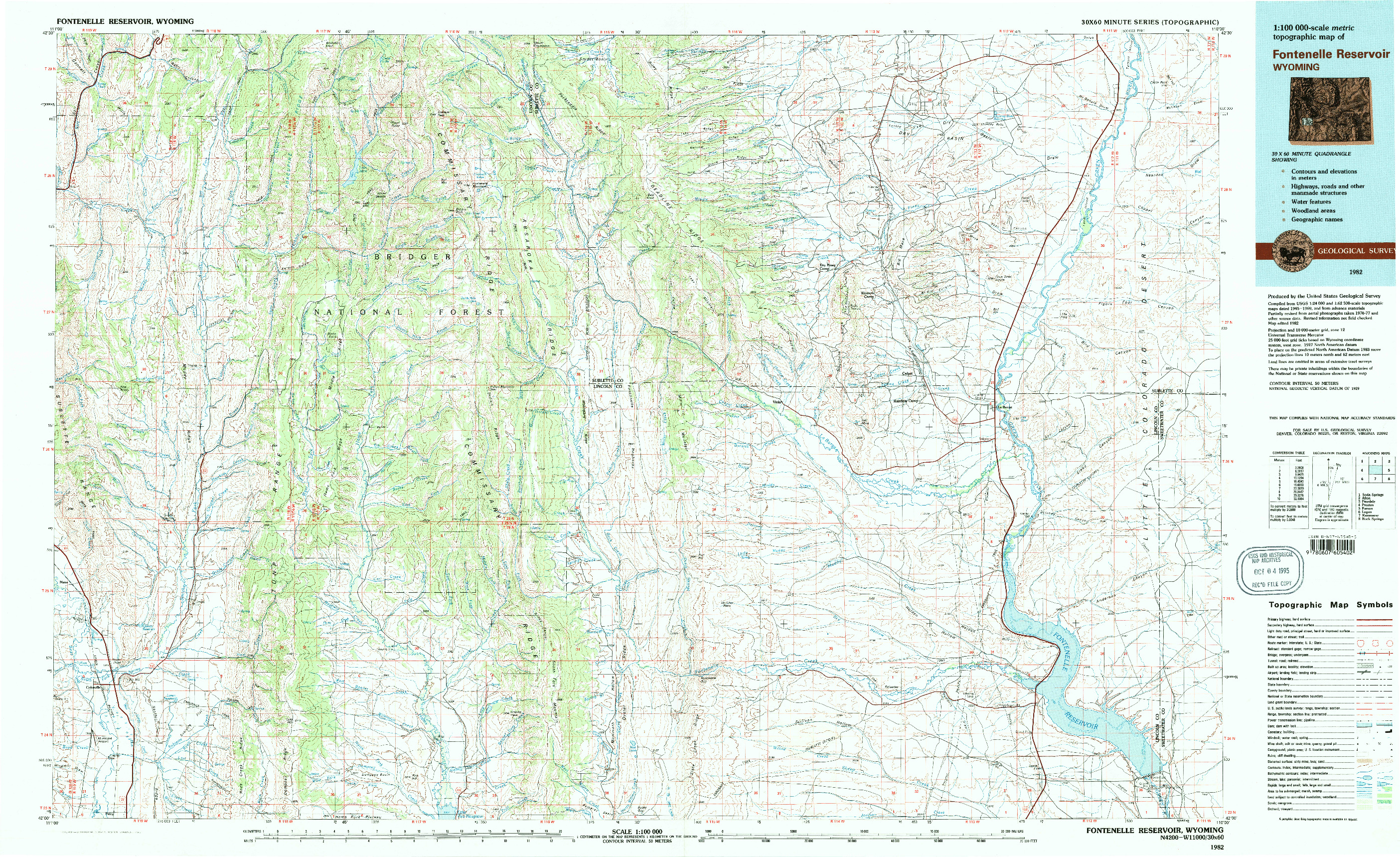 USGS 1:100000-SCALE QUADRANGLE FOR FONTENELLE RESERVOIR, WY 1982