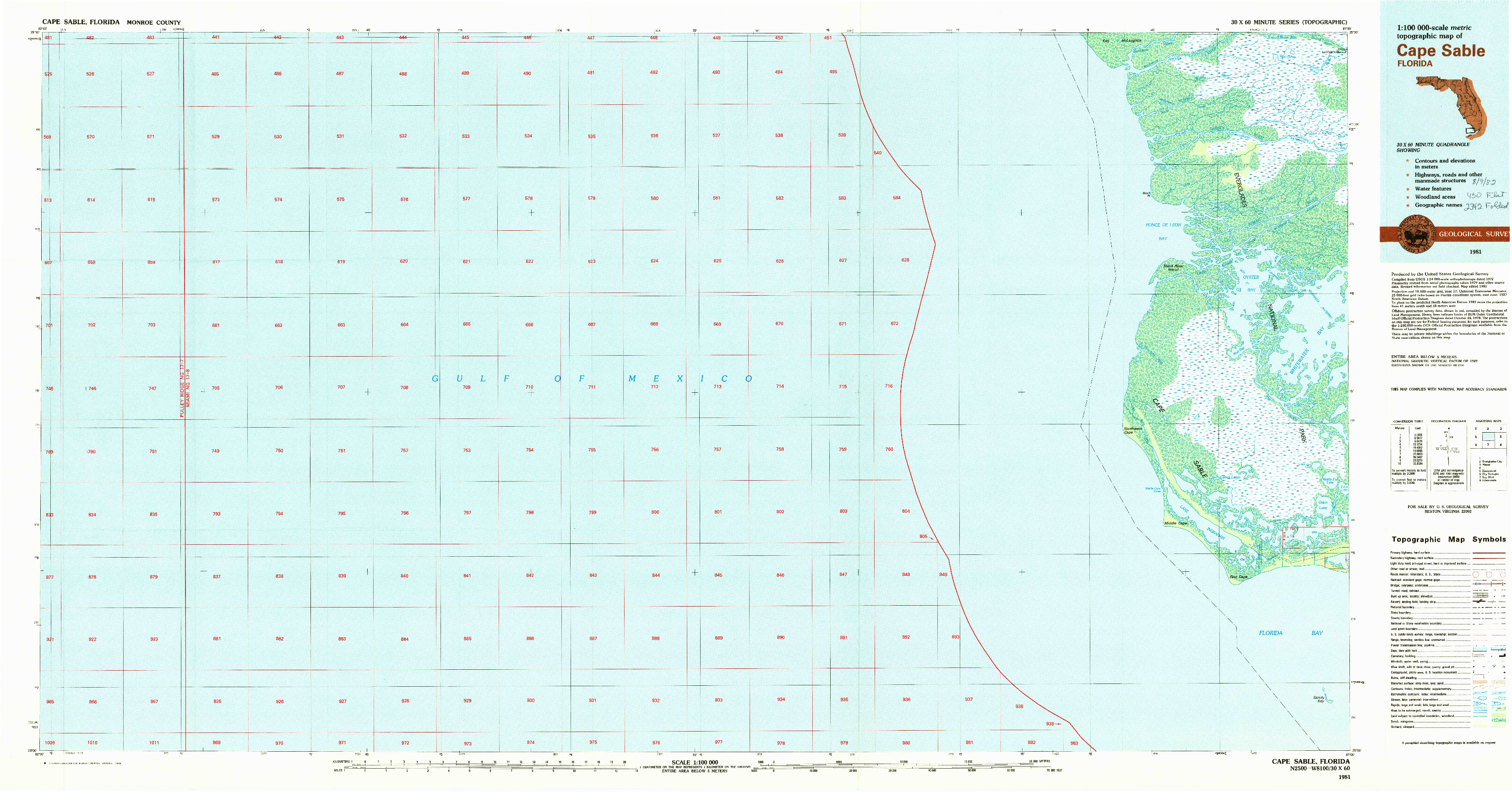 USGS 1:100000-SCALE QUADRANGLE FOR CAPE SABLE, FL 1981