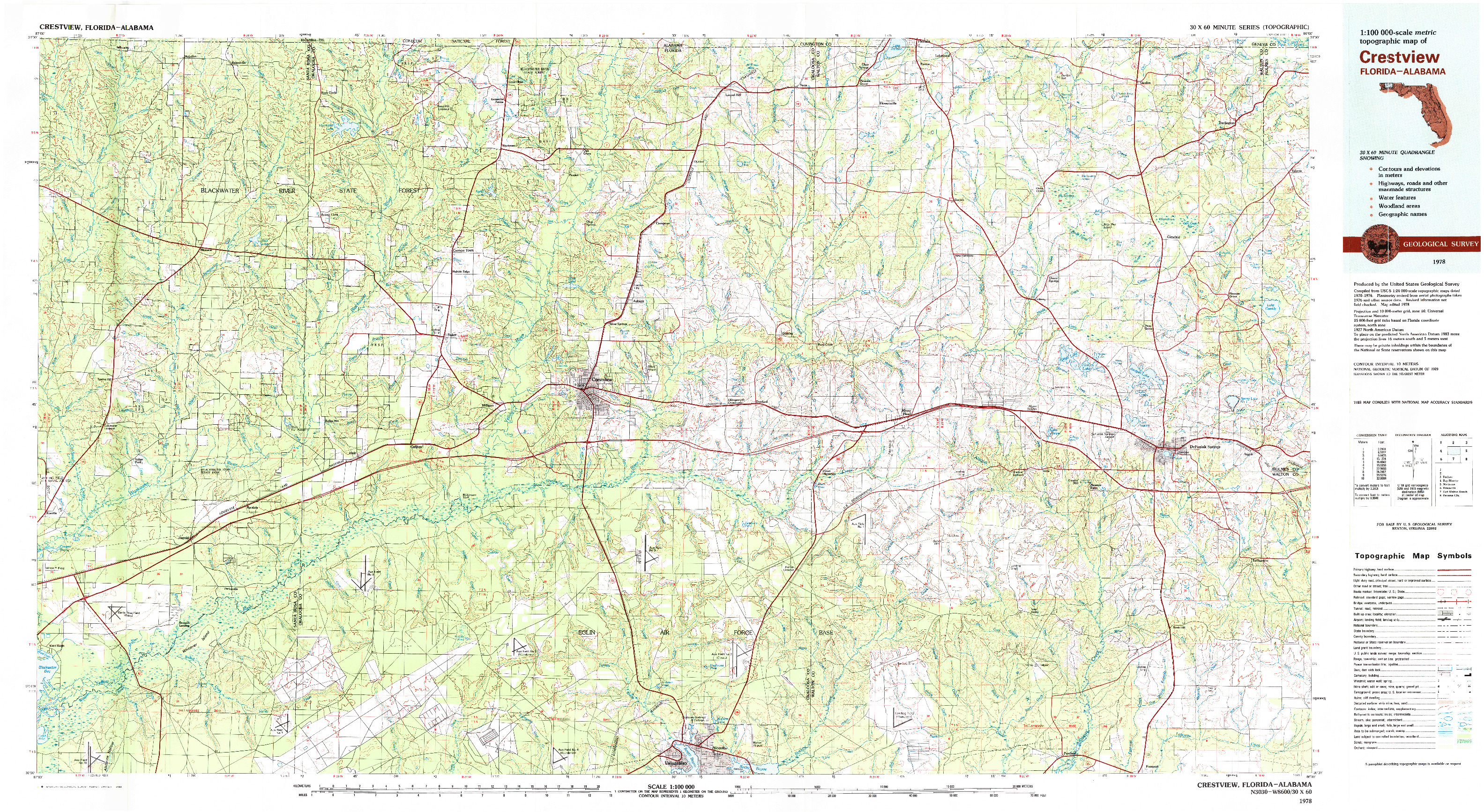 USGS 1:100000-SCALE QUADRANGLE FOR CRESTVIEW, FL 1978