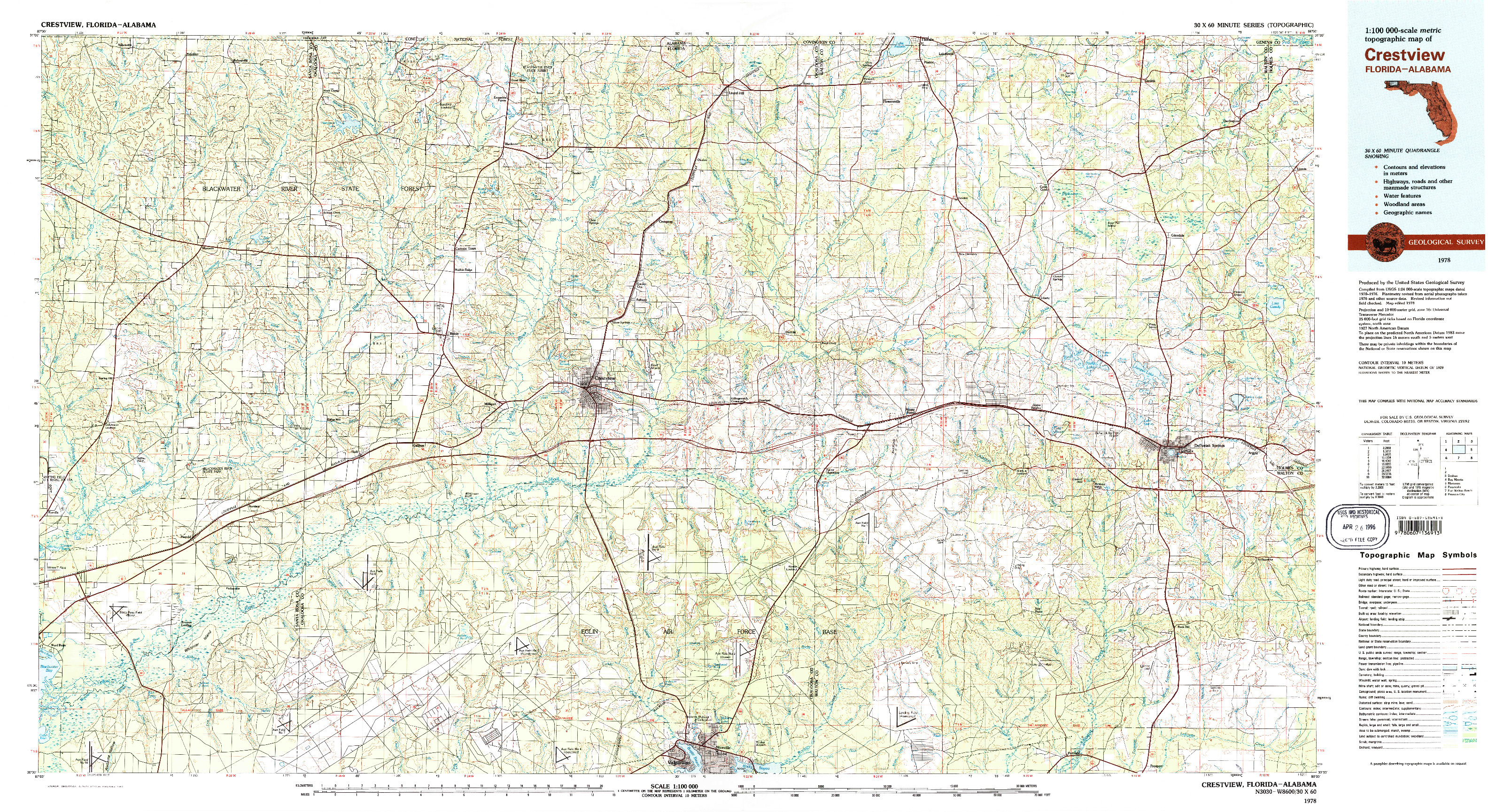 USGS 1:100000-SCALE QUADRANGLE FOR CRESTVIEW, FL 1978