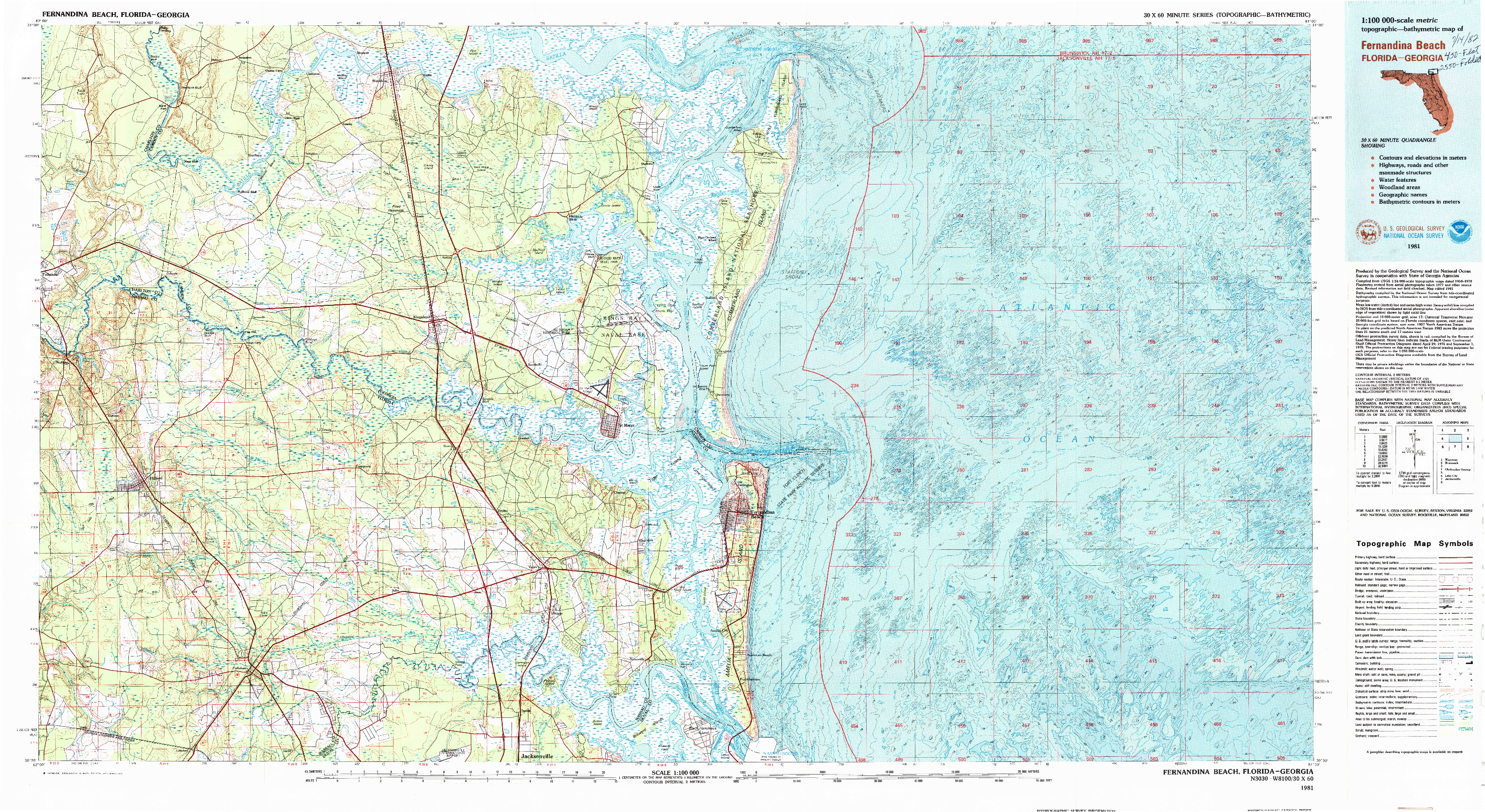 USGS 1:100000-SCALE QUADRANGLE FOR FERNANDINA BEACH, FL 1981