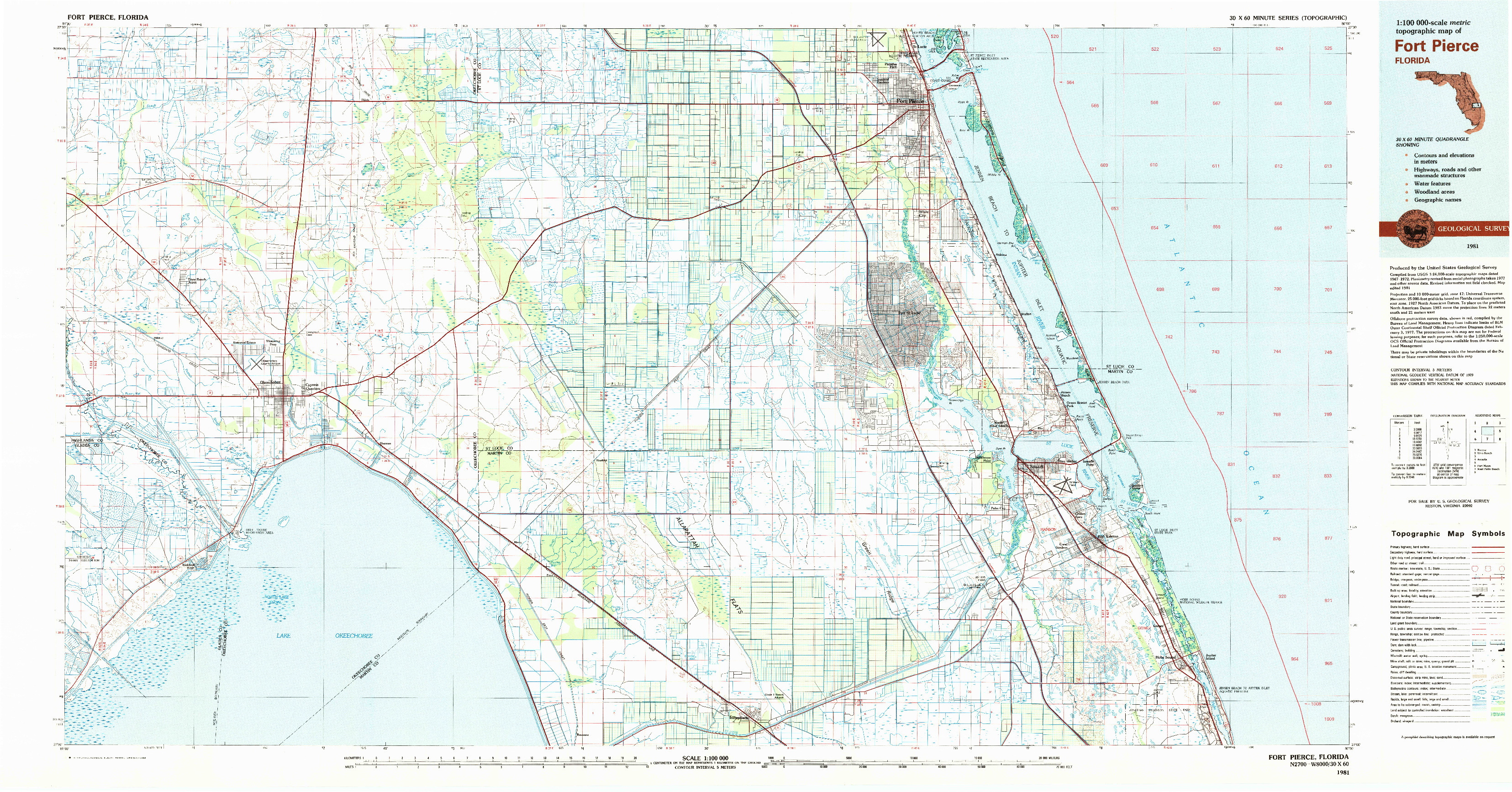 USGS 1:100000-SCALE QUADRANGLE FOR FORT PIERCE, FL 1981