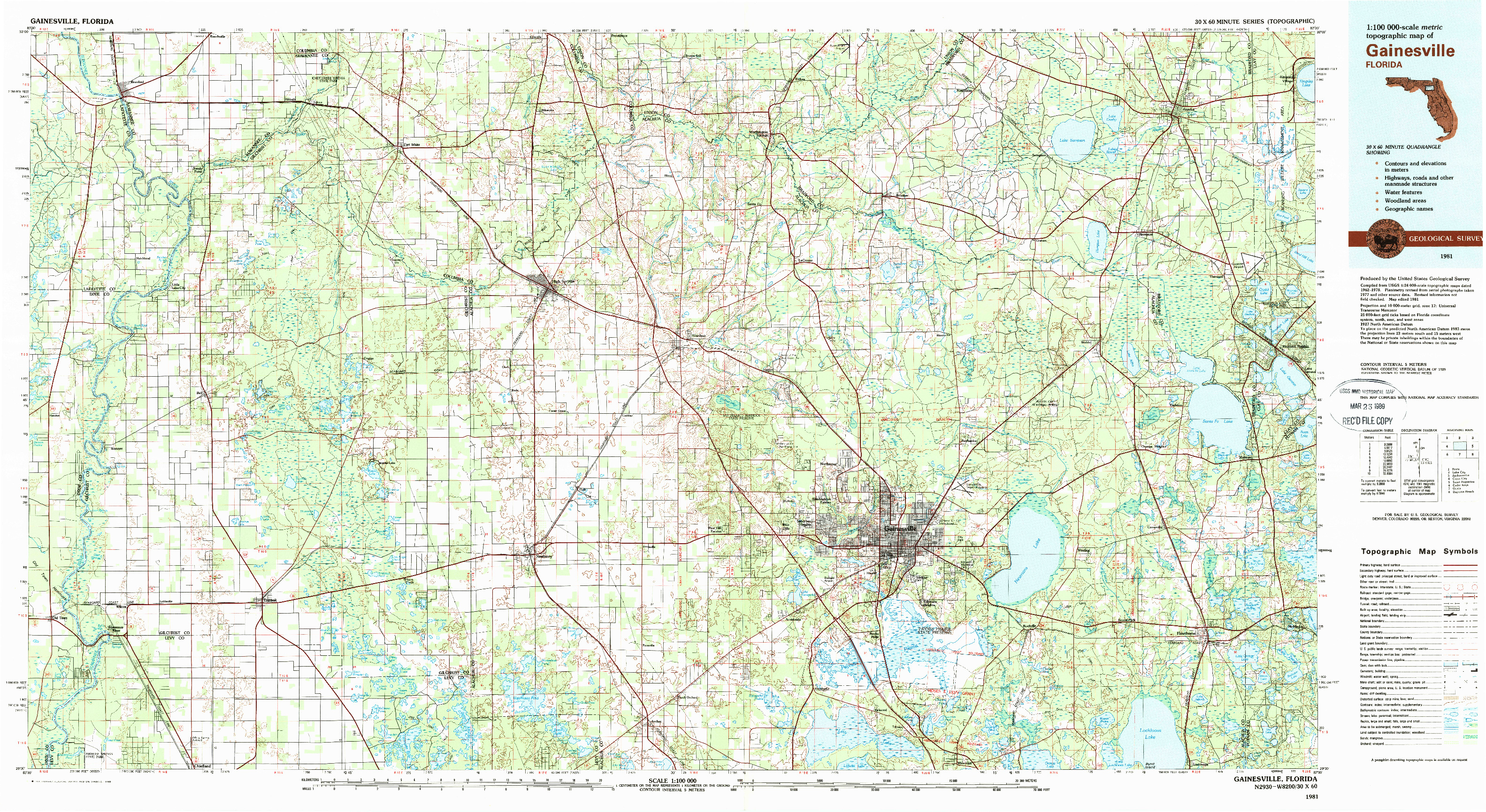 USGS 1:100000-SCALE QUADRANGLE FOR GAINESVILLE, FL 1981