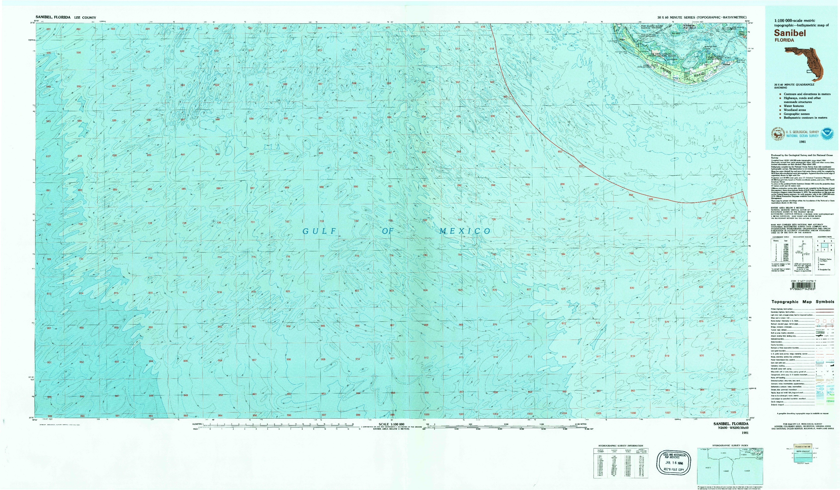 USGS 1:100000-SCALE QUADRANGLE FOR SANIBEL, FL 1981