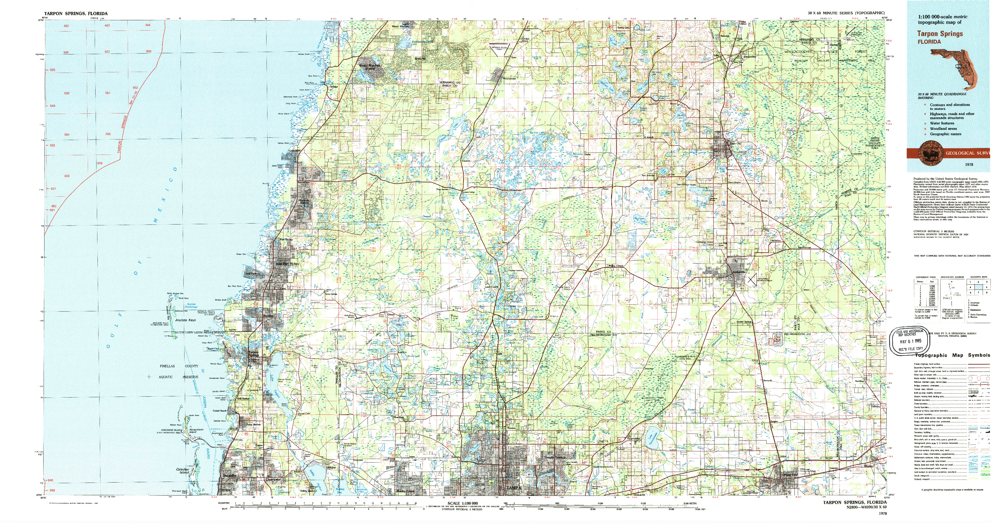 USGS 1:100000-SCALE QUADRANGLE FOR TARPON SPRINGS, FL 1978